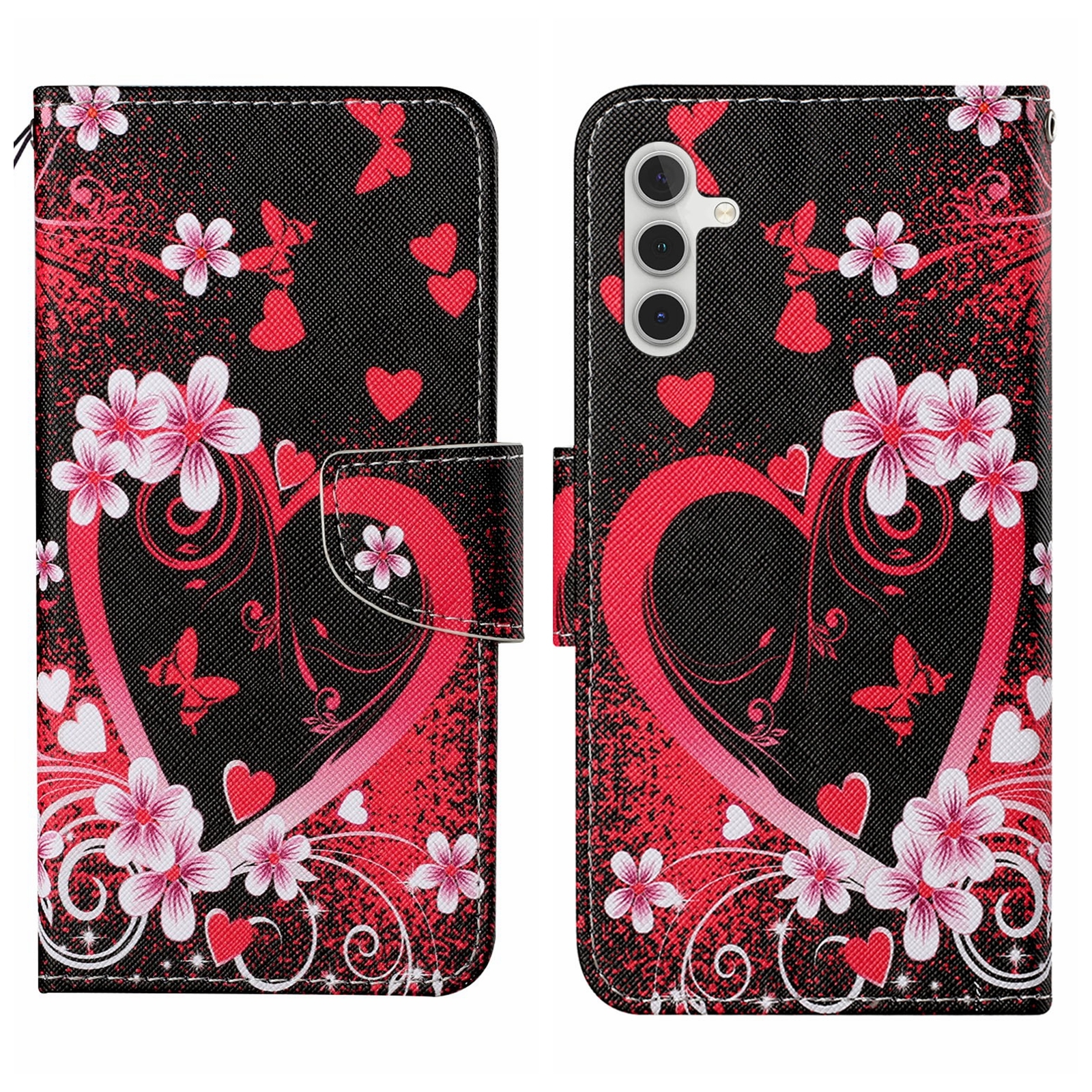 For Samsung Galaxy S24 5G Colored Drawing Pattern Leather Phone Case(Red Heart) For Samsung Galaxy S24 5G Colored Drawing Pattern Leather Phone Case(Red Heart)