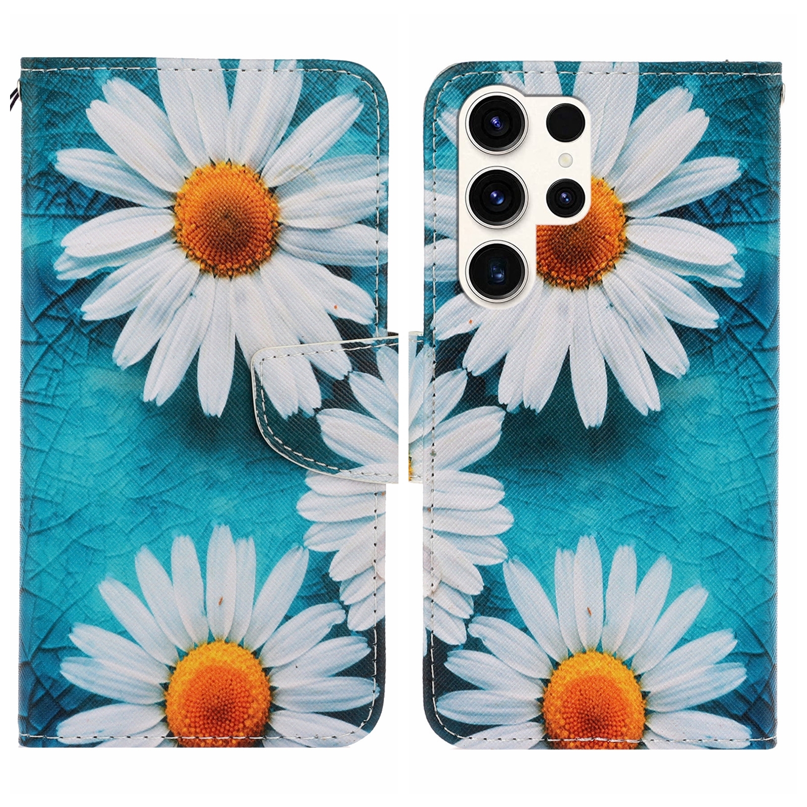 For Samsung Galaxy S24 Ultra 5G Colored Drawing Pattern Leather Phone Case(Daisy) For Samsung Galaxy S24 Ultra 5G Colored Drawing Pattern Leather Phone Case(Daisy)