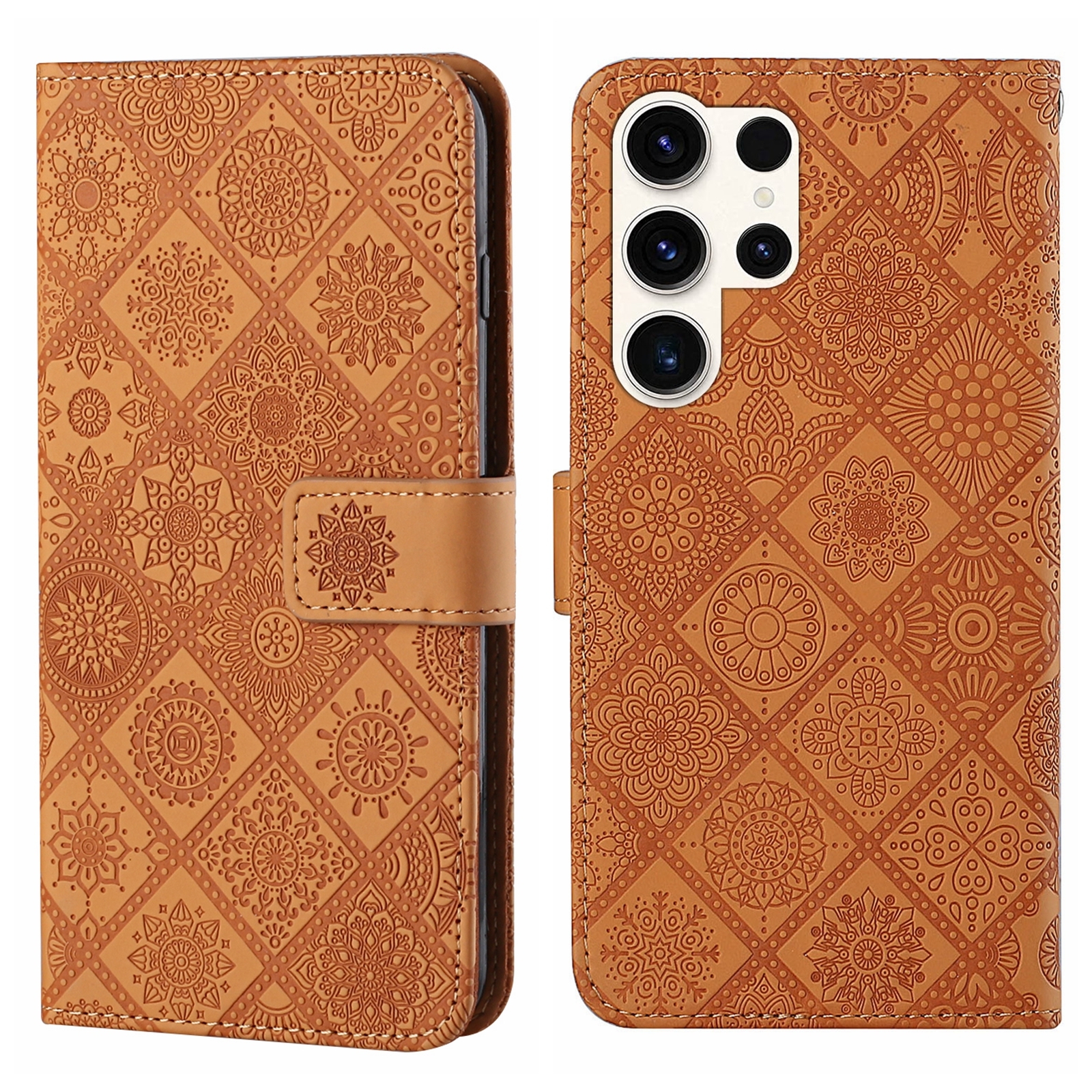 For Samsung Galaxy S24 Ultra 5G Ethnic Style Embossed Pattern Leather Phone Case(Brown) For Samsung Galaxy S24 Ultra 5G Ethnic Style Embossed Pattern Leather Phone Case(Brown)