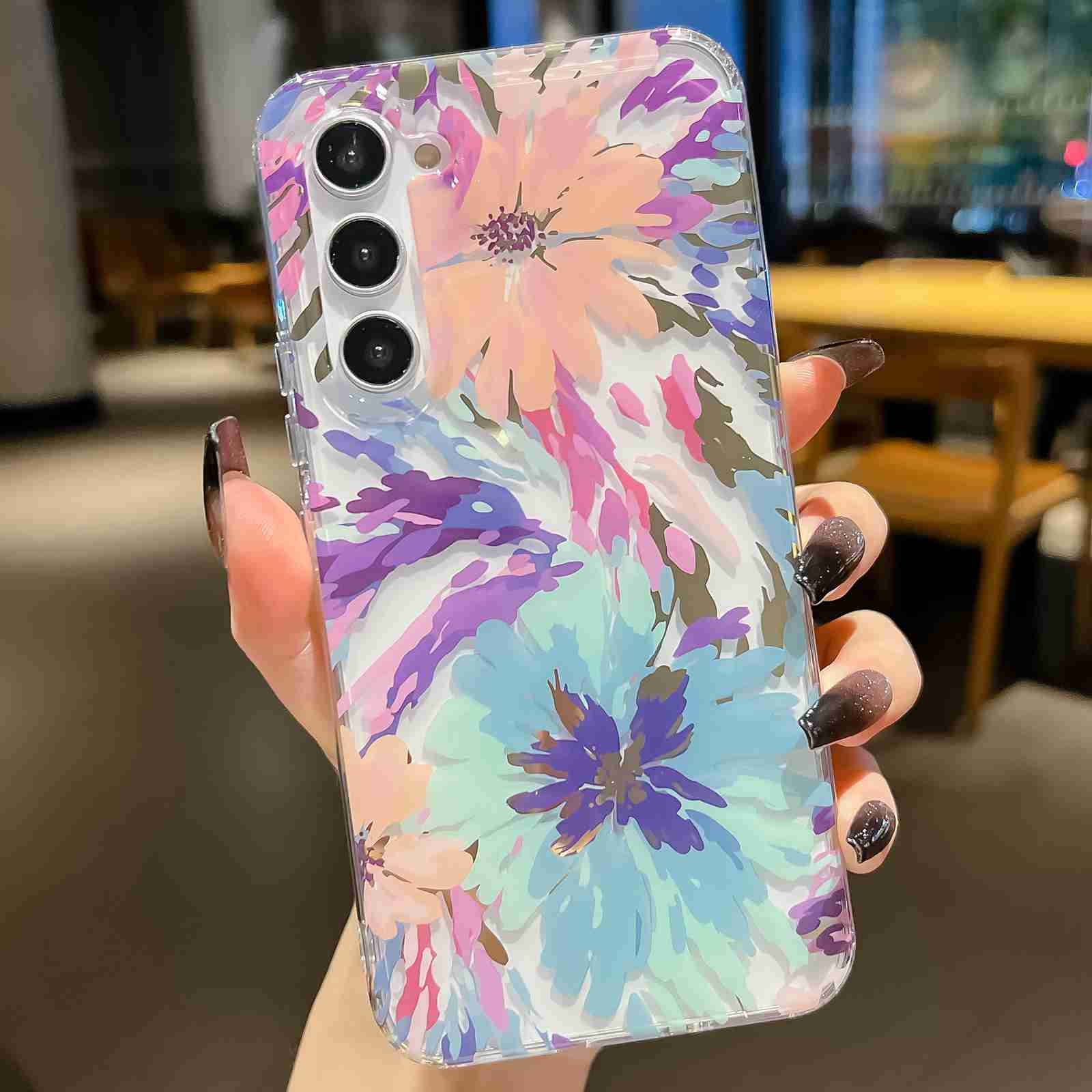 For Samsung Galaxy S22 5G Electroplated Symphony Phone Case(Watercolor Flower) For Samsung Galaxy S22 5G Electroplated Symphony Phone Case(Watercolor Flower)