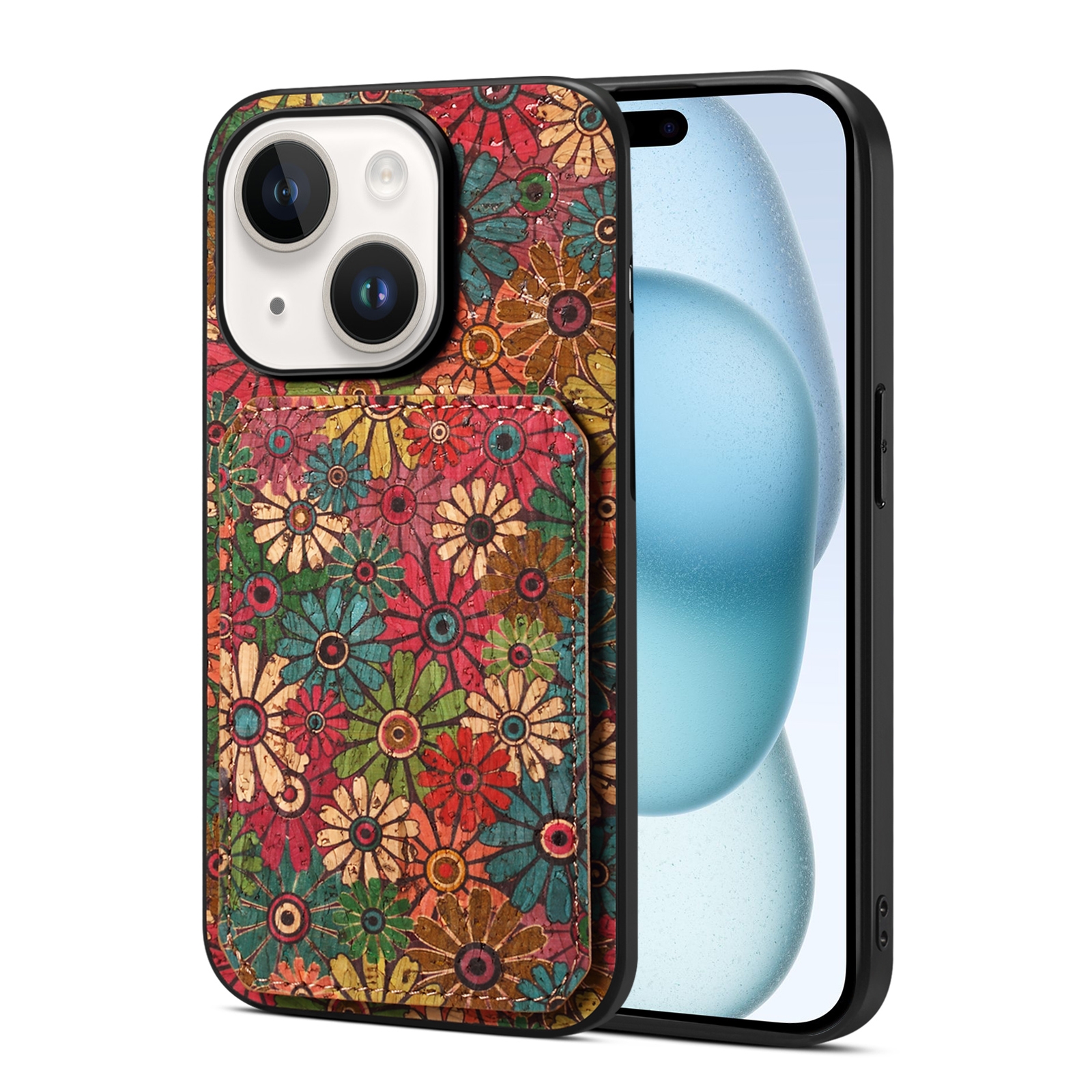 For iPhone 15 Plus Dual Card Slot Holder Phone Case(Spring Green) For iPhone 15 Plus Dual Card Slot Holder Phone Case(Spring Green)