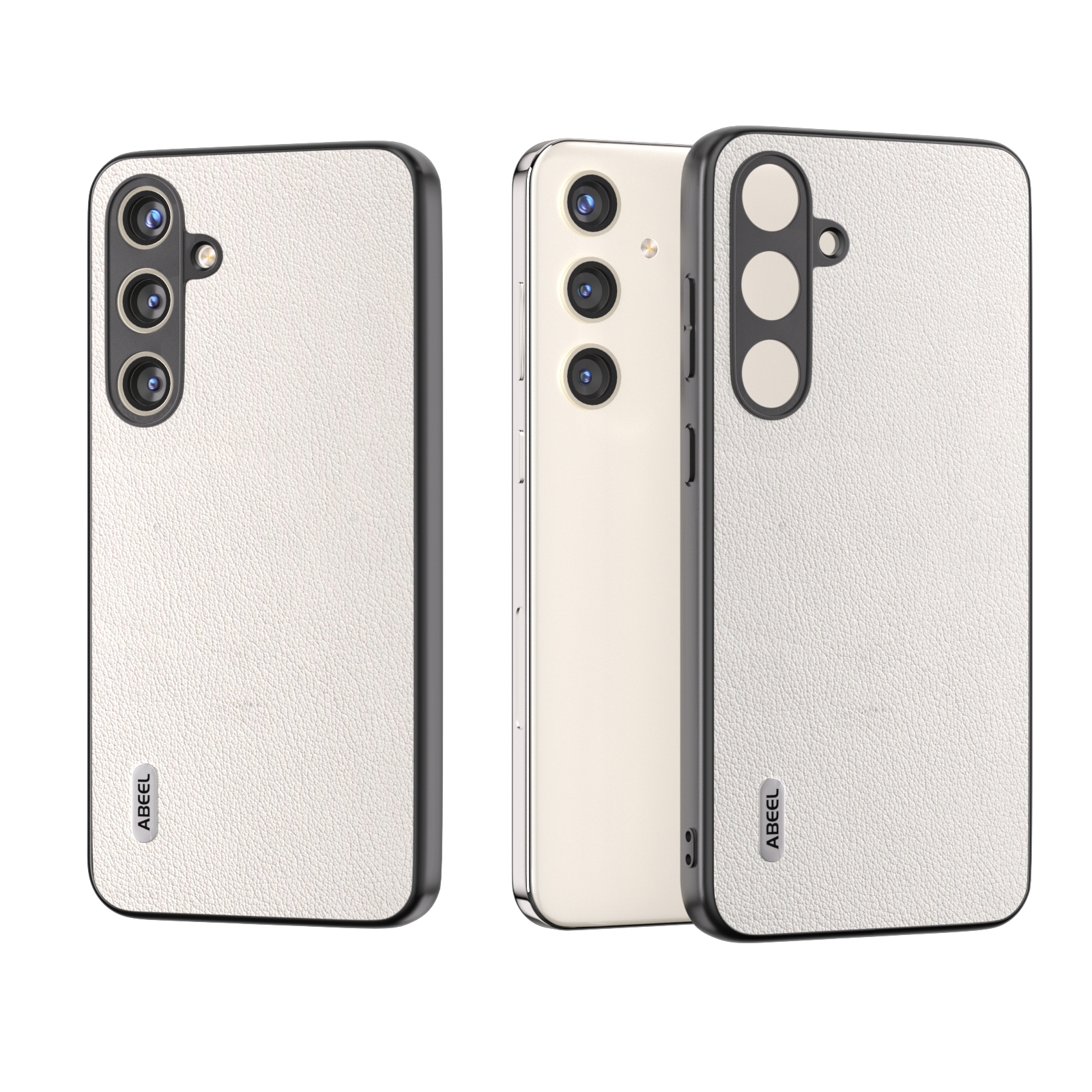 For Samsung Galaxy S24 5G ABEEL Genuine Leather Wave Black Edge Phone Case(Grey) For Samsung Galaxy S24 5G ABEEL Genuine Leather Wave Black Edge Phone Case(Grey)