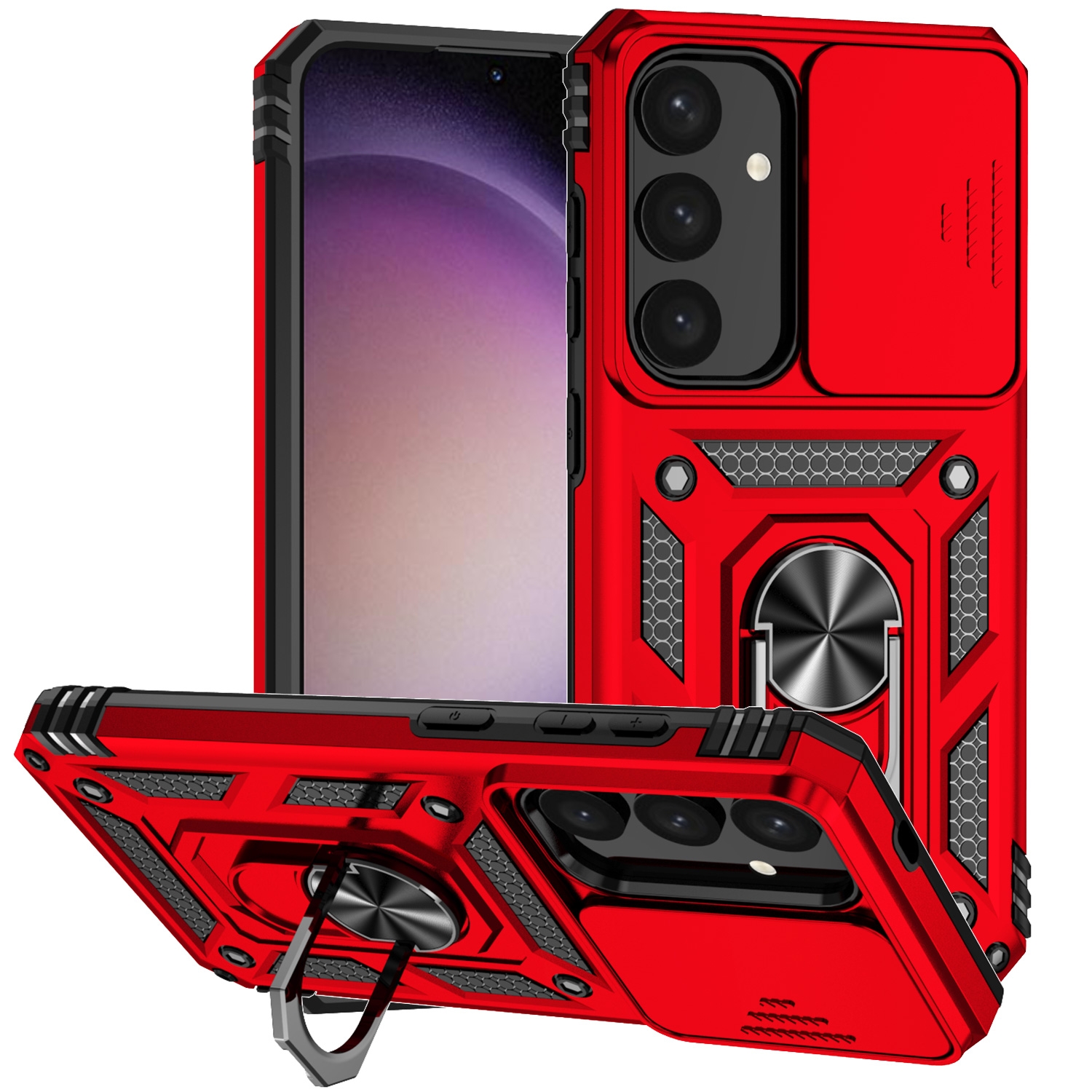 For Samsung Galaxy S24 5G Sliding Camshield Holder Phone Case(Red) For Samsung Galaxy S24 5G Sliding Camshield Holder Phone Case(Red)