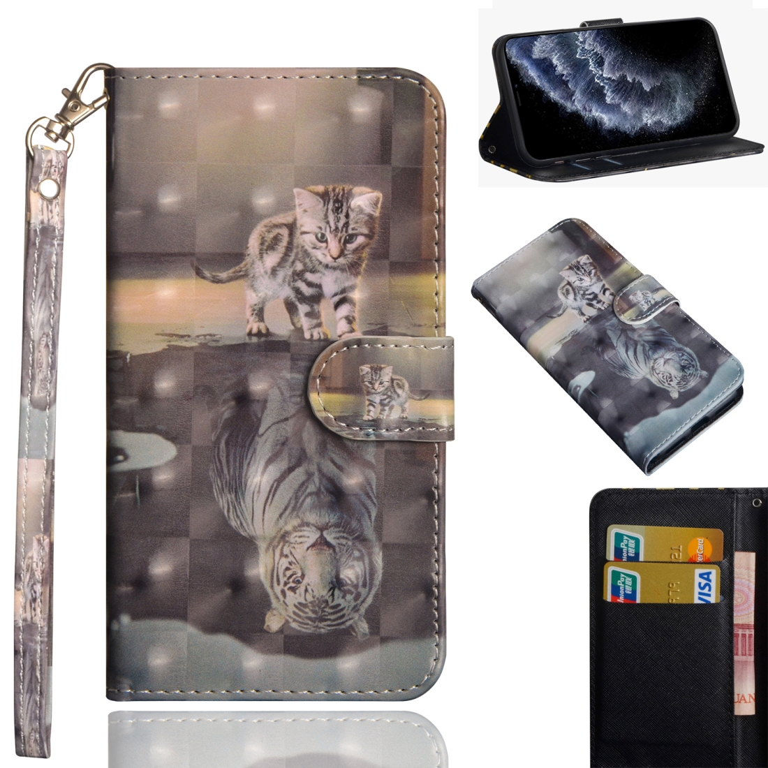For iPhone 11 Pro 3D Painting Pattern Horizontal Flip TPU + PU Leather Case with Holder & Card Slots & Wallet & Lanyard(Cat Tiger) For iPhone 11 Pro 3D Painting Pattern Horizontal Flip TPU + PU Leather Case with Holder & Card Slots & Wallet & Lanyard(Cat Tiger)