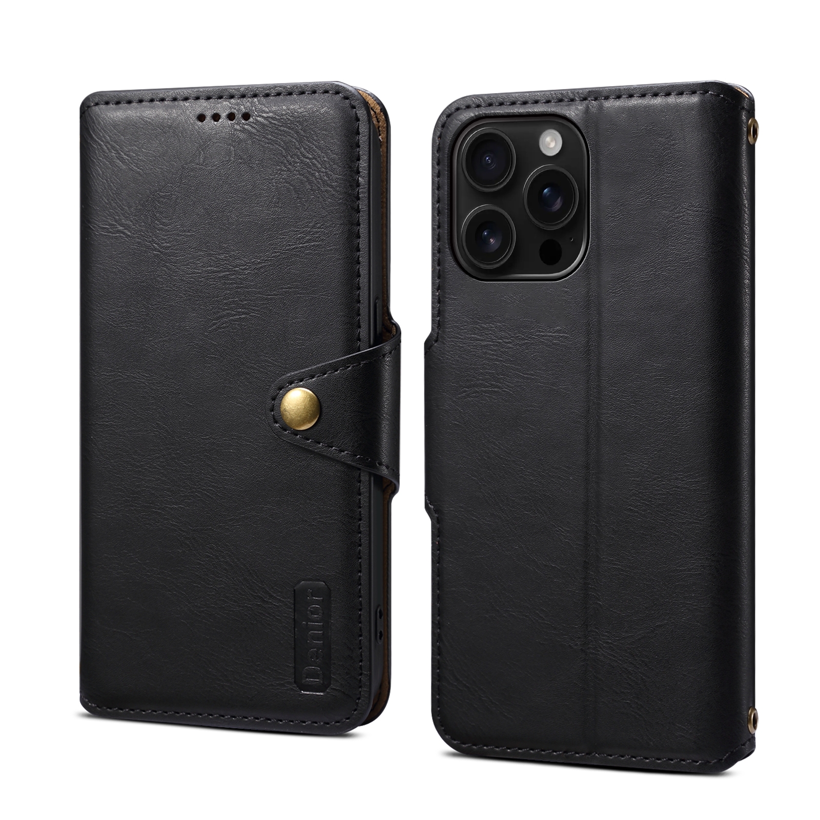 For iPhone 16 Pro Max Denior Cowhide Texture Wallet Style Leather Phone Case(Black) For iPhone 16 Pro Max Denior Cowhide Texture Wallet Style Leather Phone Case(Black)