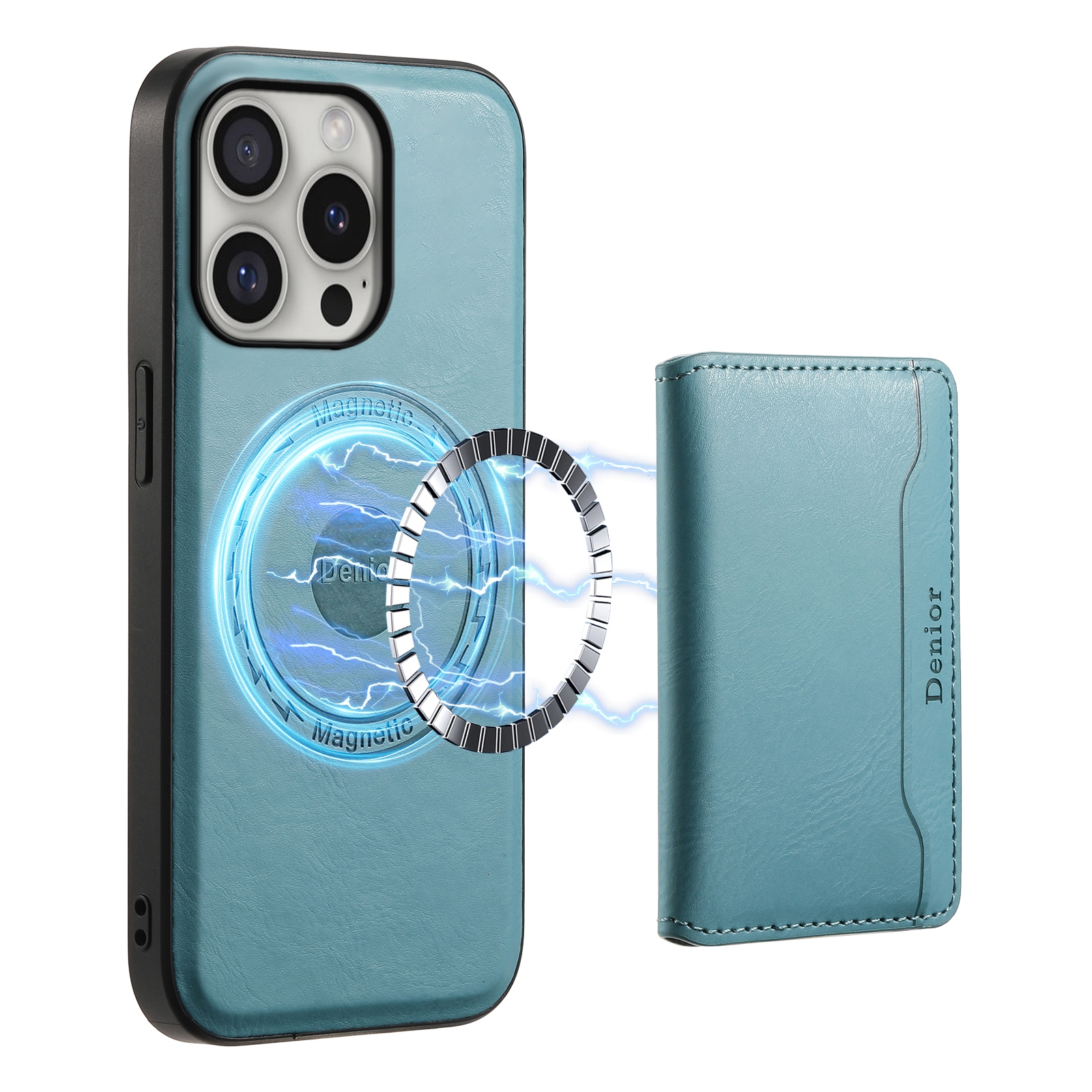 For iPhone 16 Pro Max Denior Cowhide Texture Leather MagSafe Detachable Wallet Phone Case(Blue) For iPhone 16 Pro Max Denior Cowhide Texture Leather MagSafe Detachable Wallet Phone Case(Blue)