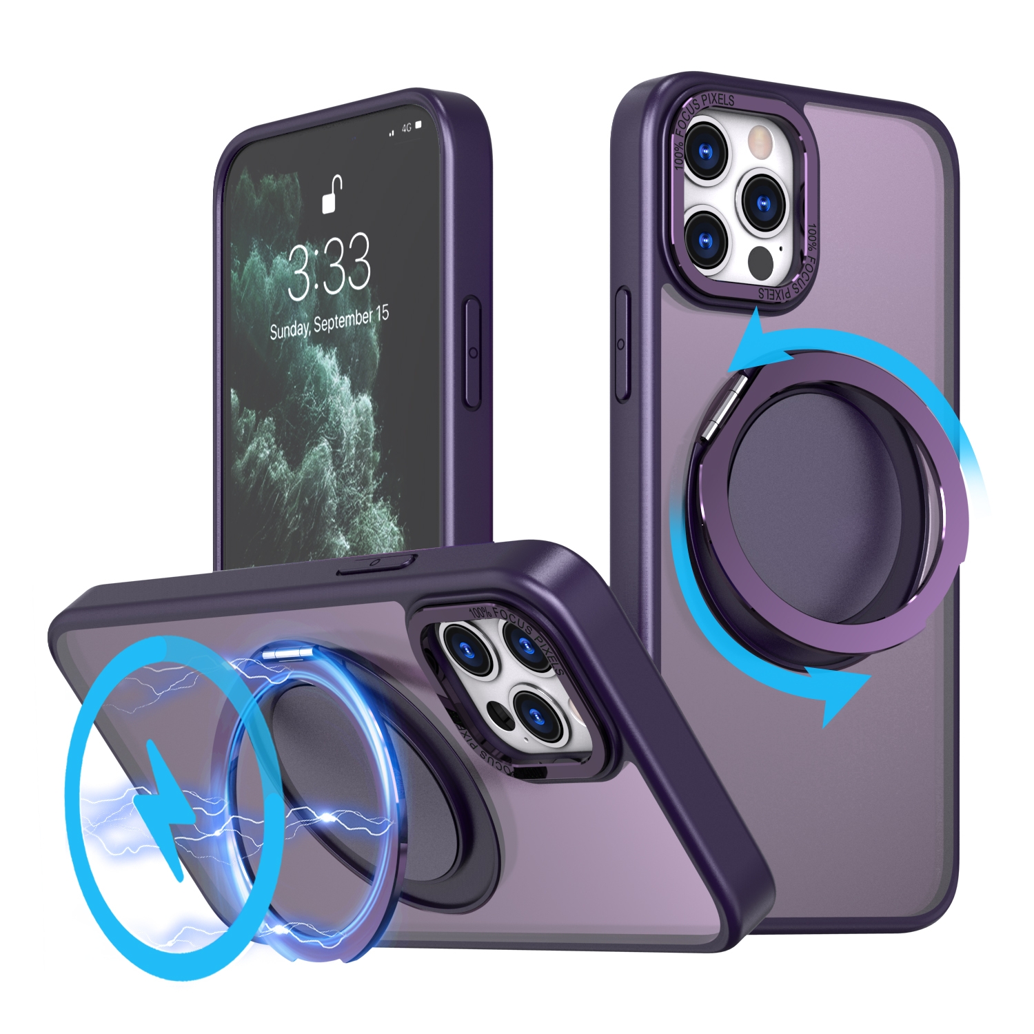 For iPhone 11 Pro 360-degree Rotating MagSafe Magnetic Holder Phone Case(Purple) For iPhone 11 Pro 360-degree Rotating MagSafe Magnetic Holder Phone Case(Purple)