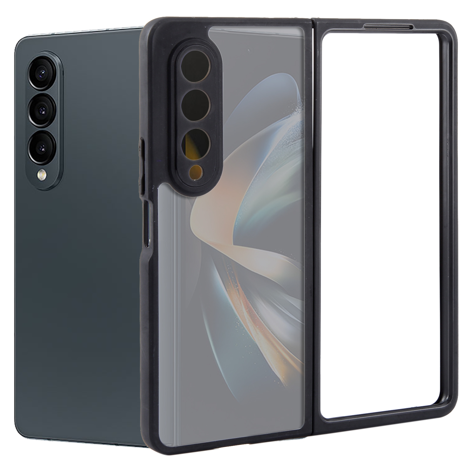 For Samsung Galaxy Z Fold4 Matte Black TPU + PC Phone Case