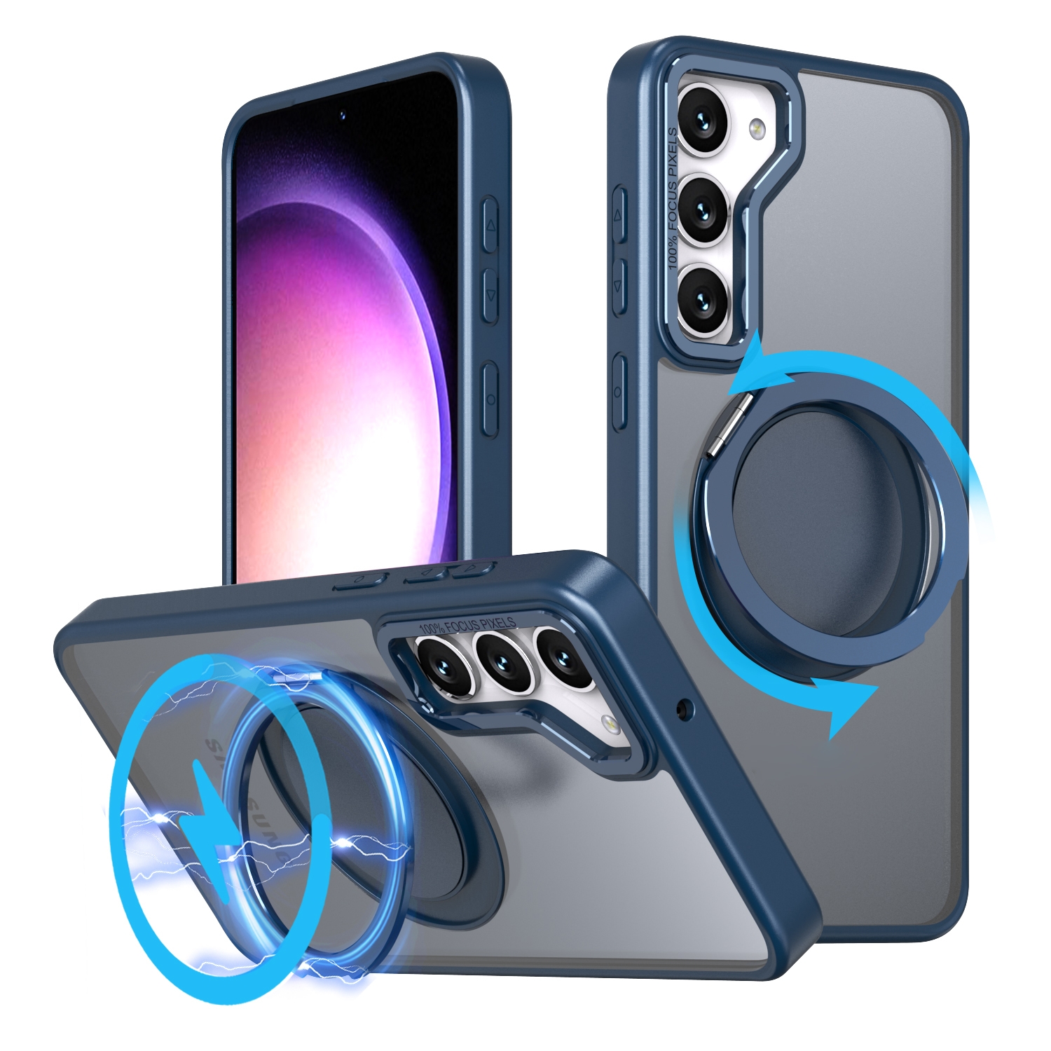 For Samsung Galaxy S23 FE 5G 360-degree Rotating MagSafe Magnetic Holder Phone Case(Navy Blue) For Samsung Galaxy S23 FE 5G 360-degree Rotating MagSafe Magnetic Holder Phone Case(Navy Blue)