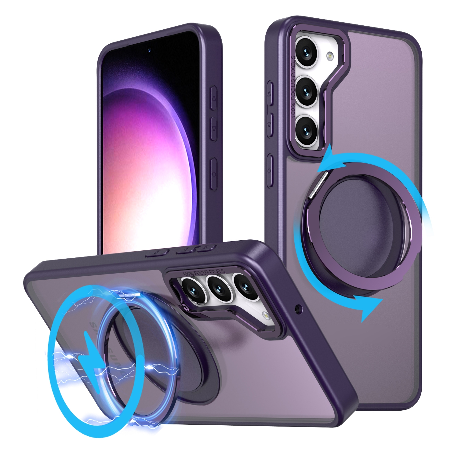 For Samsung Galaxy S24 5G 360-degree Rotating MagSafe Magnetic Holder Phone Case(Purple) For Samsung Galaxy S24 5G 360-degree Rotating MagSafe Magnetic Holder Phone Case(Purple)