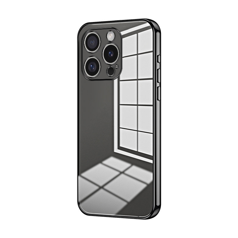 For iPhone 16 Pro Transparent Plating Fine Hole Phone Case(Black) For iPhone 16 Pro Transparent Plating Fine Hole Phone Case(Black)