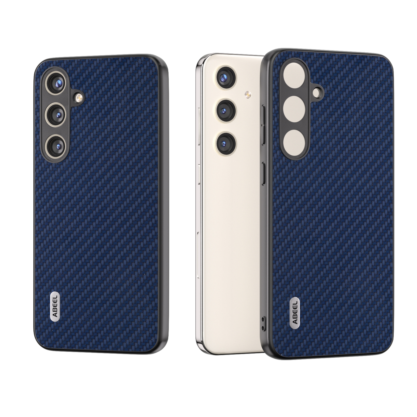 For Samsung Galaxy S24+ 5G ABEEL Carbon Fiber Texture Protective Phone Case(Dark Blue)