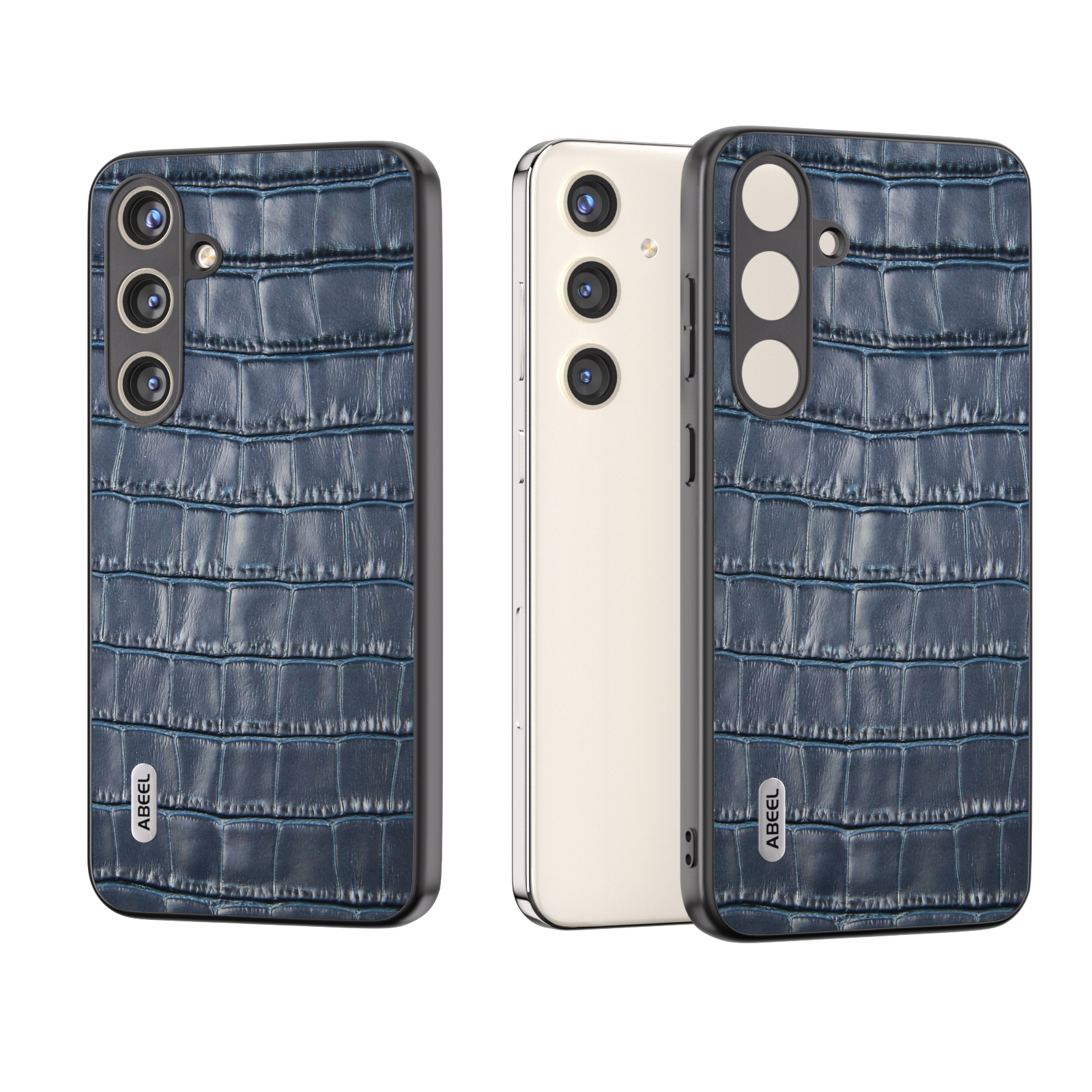 For Samsung Galaxy S24+ 5G ABEEL Crocodile Texture Genuine Leather Phone Case(Blue) For Samsung Galaxy S24+ 5G ABEEL Crocodile Texture Genuine Leather Phone Case(Blue)