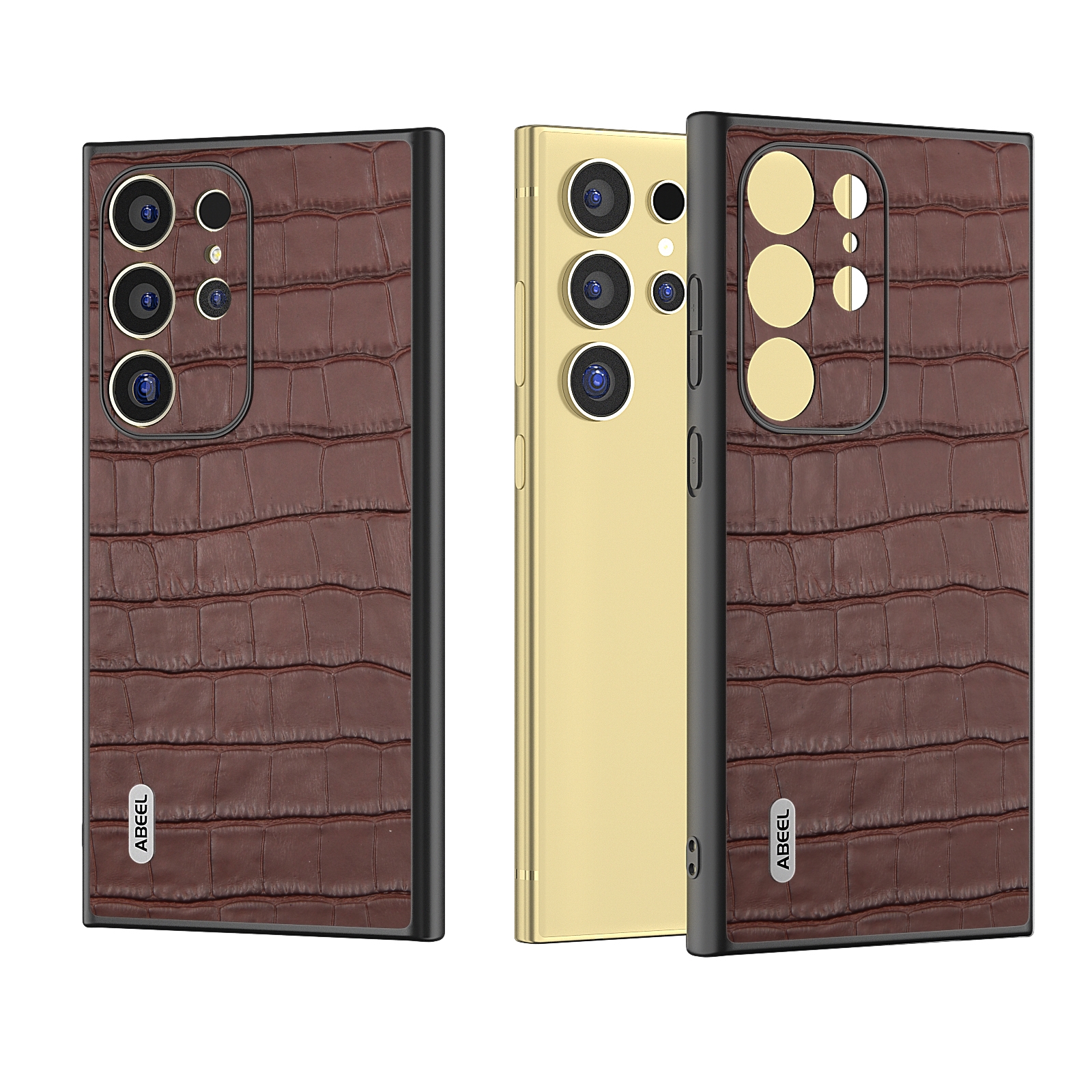 For Samsung Galaxy S24 Ultra 5G ABEEL Crocodile Texture Genuine Leather Phone Case(Brown) For Samsung Galaxy S24 Ultra 5G ABEEL Crocodile Texture Genuine Leather Phone Case(Brown)