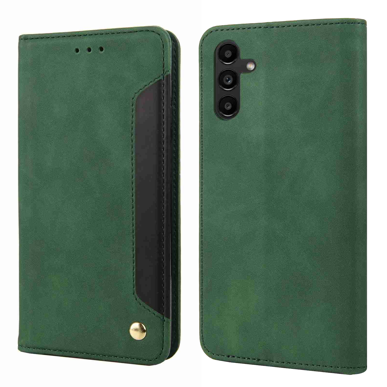 For Samsung Galaxy S24 5G Skin Feel Splicing Leather Phone Case(Green) For Samsung Galaxy S24 5G Skin Feel Splicing Leather Phone Case(Green)