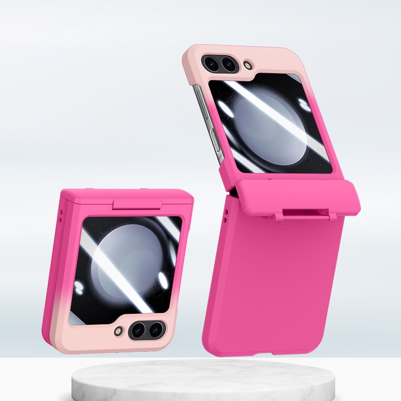For Samsung Galaxy Z Flip5 5G PC Skin Feel Integrated Foldable Mid Shaft Phone Case(Rose Pink) For Samsung Galaxy Z Flip5 5G PC Skin Feel Integrated Foldable Mid Shaft Phone Case(Rose Pink)