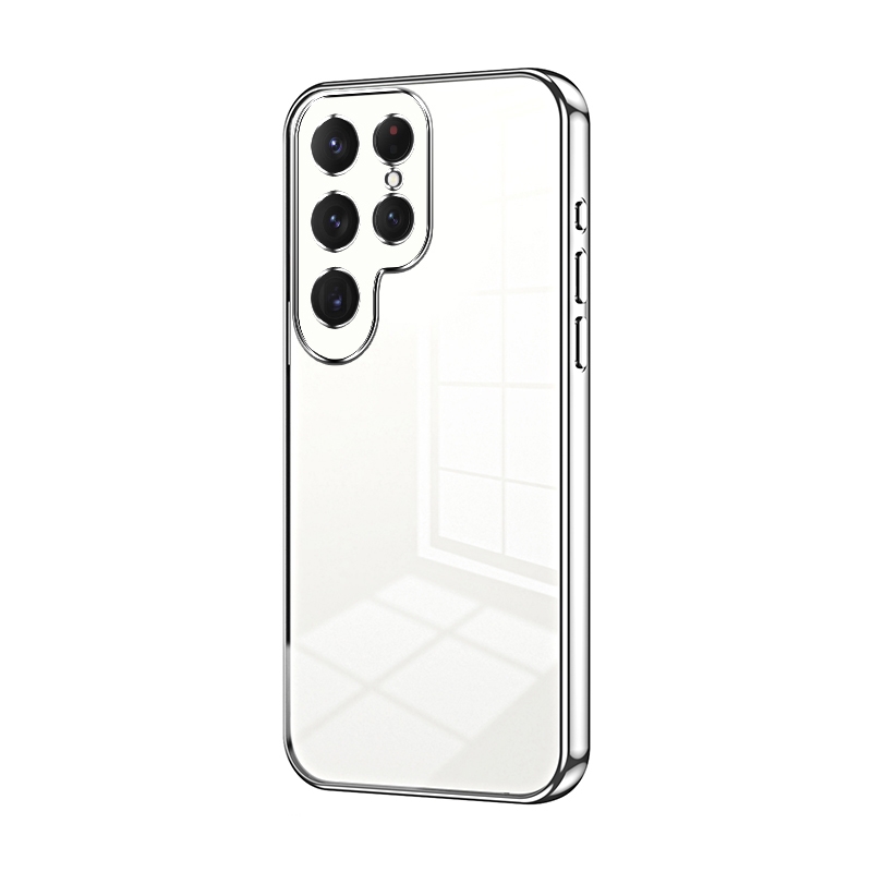 For Samsung Galaxy S24 Ultra 5G Transparent Plating Fine Hole Phone Case(Silver) For Samsung Galaxy S24 Ultra 5G Transparent Plating Fine Hole Phone Case(Silver)