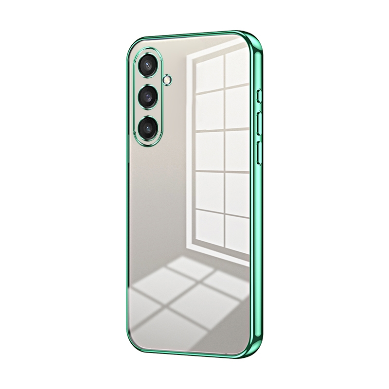 For Samsung Galaxy S23 FE 5G Transparent Plating Fine Hole Phone Case(Green) For Samsung Galaxy S23 FE 5G Transparent Plating Fine Hole Phone Case(Green)