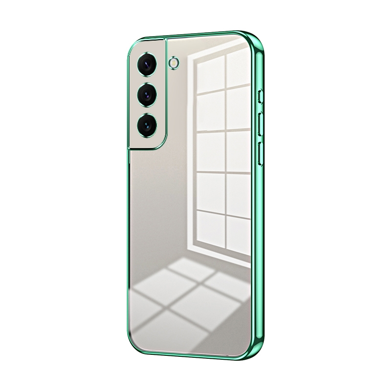 For Samsung Galaxy S22 5G Transparent Plating Fine Hole Phone Case(Green) For Samsung Galaxy S22 5G Transparent Plating Fine Hole Phone Case(Green)