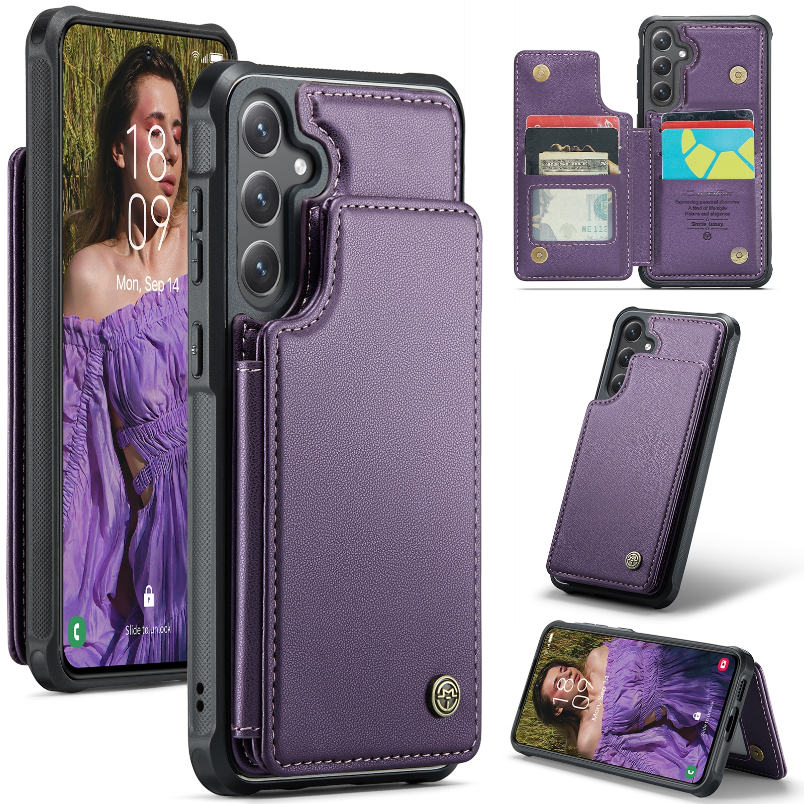 For Samsung Galaxy S24+ 5G CaseMe C22 PC+TPU Business Style RFID Anti-theft Leather Phone Case(Purple) For Samsung Galaxy S24+ 5G CaseMe C22 PC+TPU Business Style RFID Anti-theft Leather Phone Case(Purple)