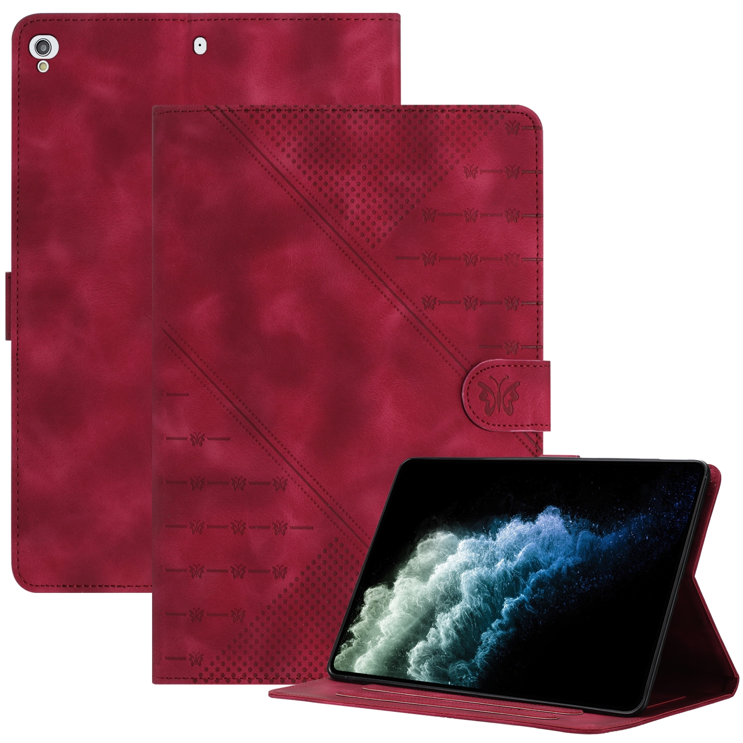 For iPad 9 / 8 / 7 / 6 / 5 YX Small Butterfly Embossed Smart Leather Tablet Case(Red) For iPad 9 / 8 / 7 / 6 / 5 YX Small Butterfly Embossed Smart Leather Tablet Case(Red)