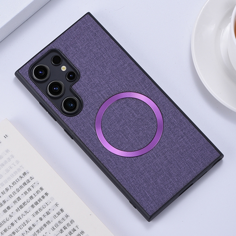 For Samsung Galaxy S24 Ultra 5G Magsafe Magnetic Ring Cloth Texture Phone Case(Purple) For Samsung Galaxy S24 Ultra 5G Magsafe Magnetic Ring Cloth Texture Phone Case(Purple)