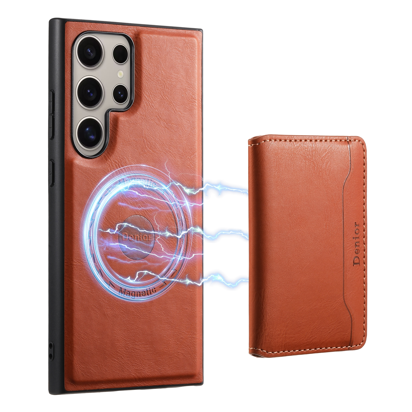 For Samsung Galaxy S23 Ultra 5G Denior Cowhide Texture Leather MagSafe Detachable Wallet Phone Case(Brown) For Samsung Galaxy S23 Ultra 5G Denior Cowhide Texture Leather MagSafe Detachable Wallet Phone Case(Brown)