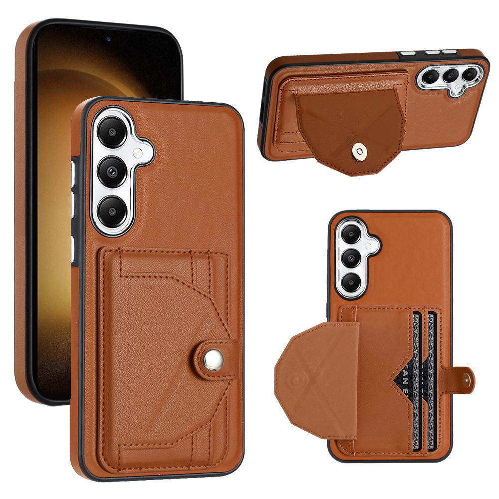 For Samsung Galaxy S24 5G Shockproof Leather Phone Case with Card Holder(Brown) For Samsung Galaxy S24 5G Shockproof Leather Phone Case with Card Holder(Brown)