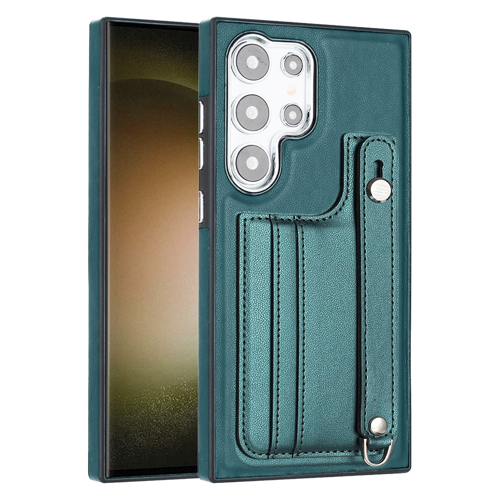 For Samsung Galaxy S24 Ultra 5G Shockproof Leather Phone Case with Wrist Strap(Green) For Samsung Galaxy S24 Ultra 5G Shockproof Leather Phone Case with Wrist Strap(Green)