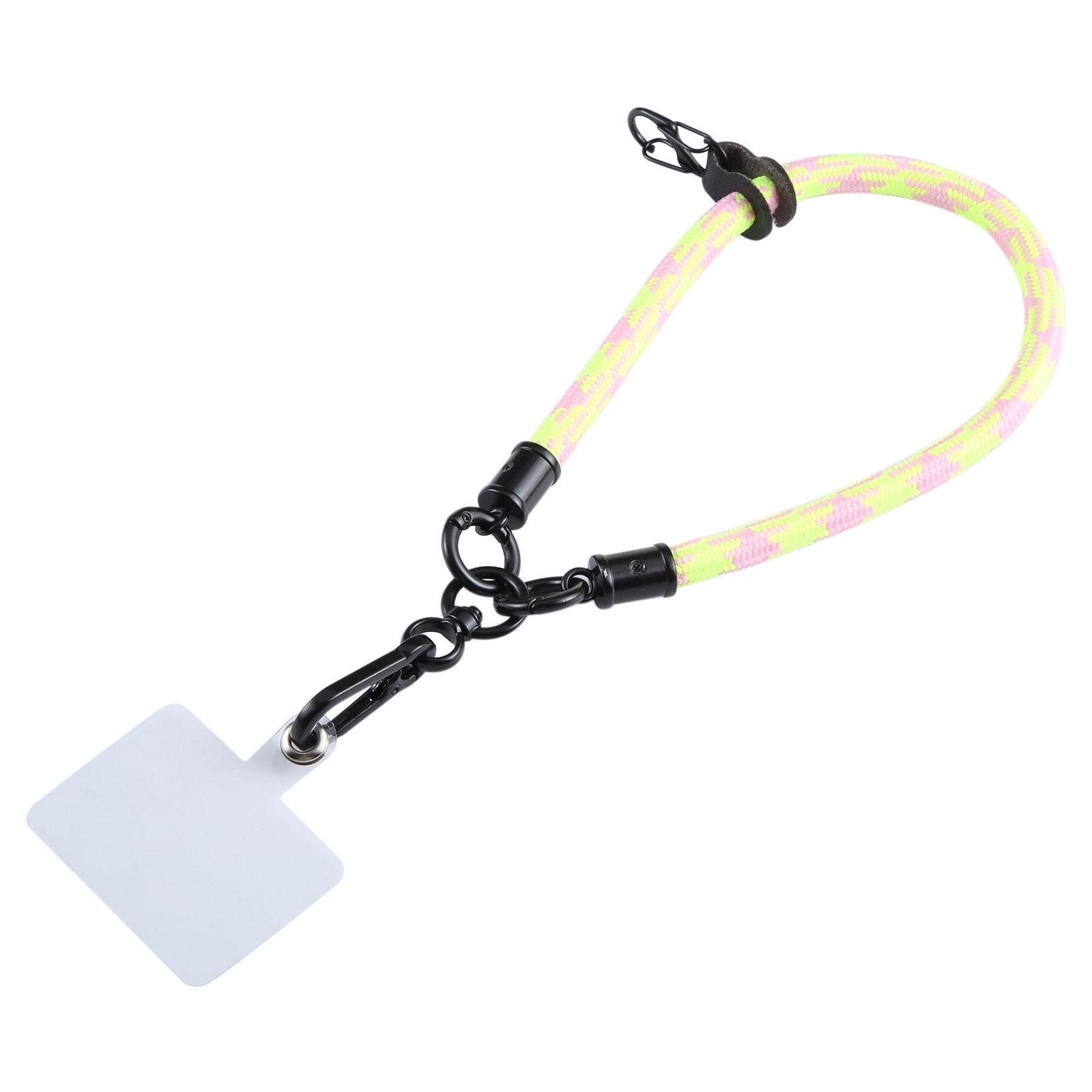 Universal Mobile Phone Pattern Short Wrist Lanyard(Pink Yellow)