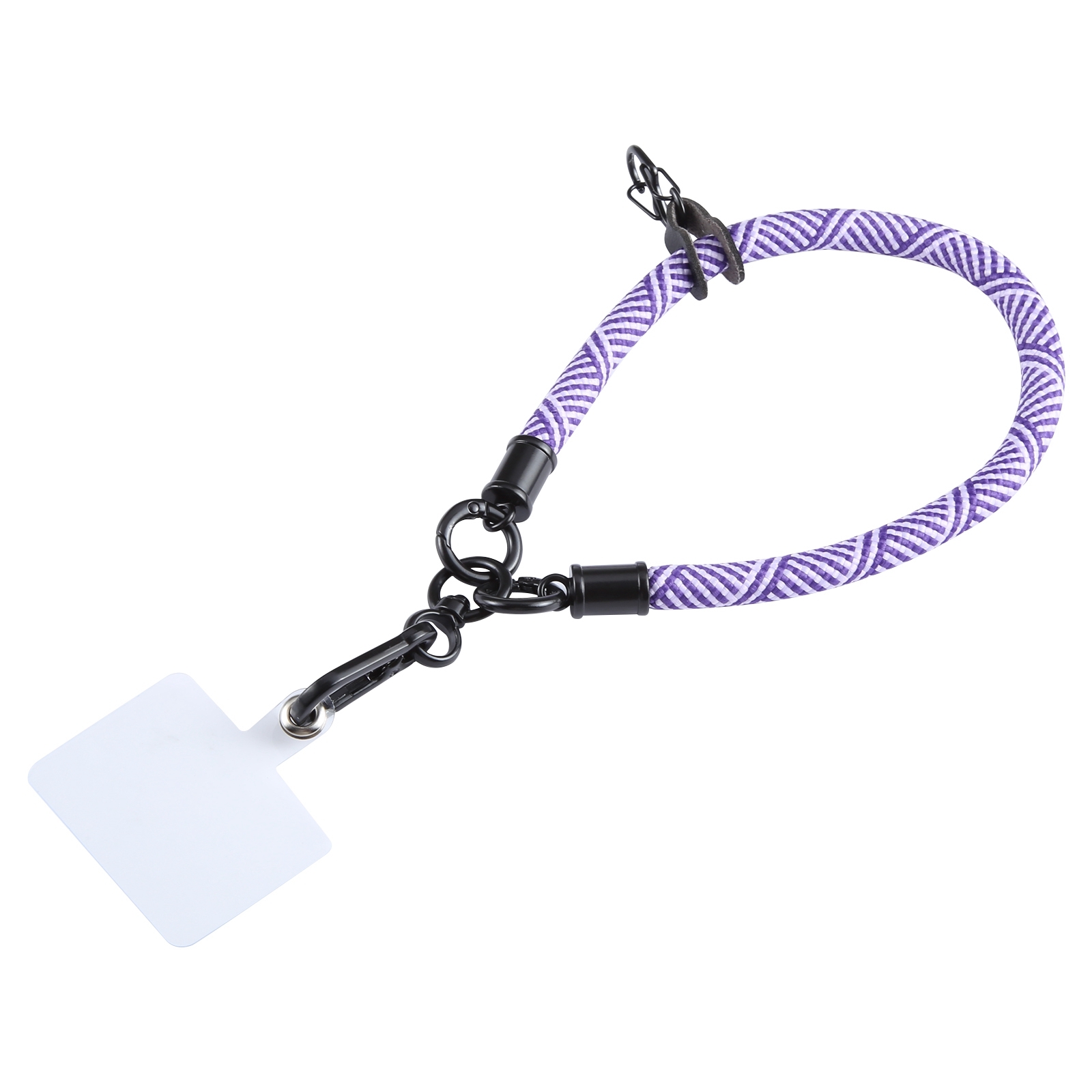 Universal Phone Diagonal Pattern Short Wrist Lanyard(Purple)