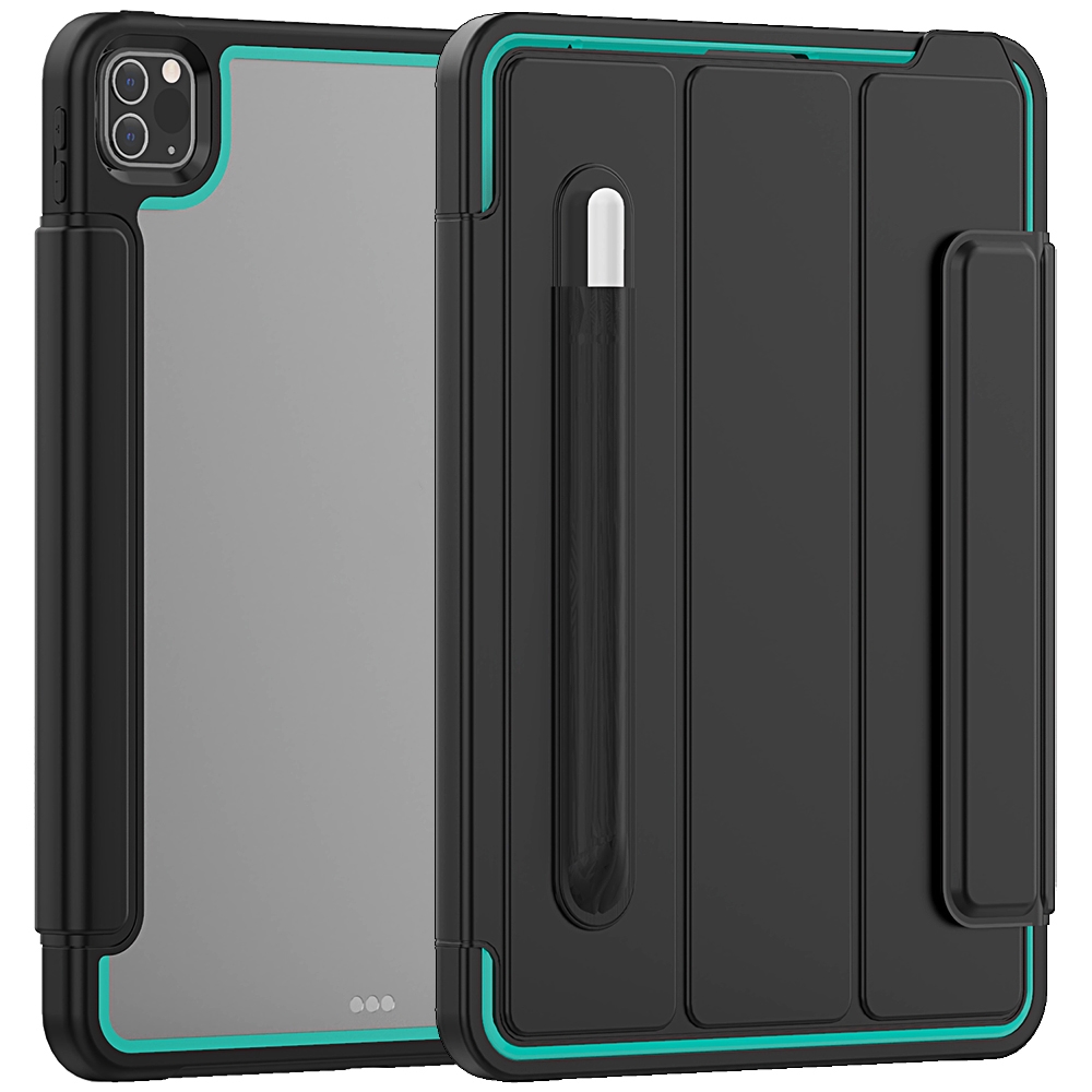For iPad Pro 11 (2020) / (2018) Acrylic + TPU Horizontal Flip Smart Leather Tablet Case with Three-folding Holder & Pen Slot & Wake-up / Sleep Function(Light Blue+Black)