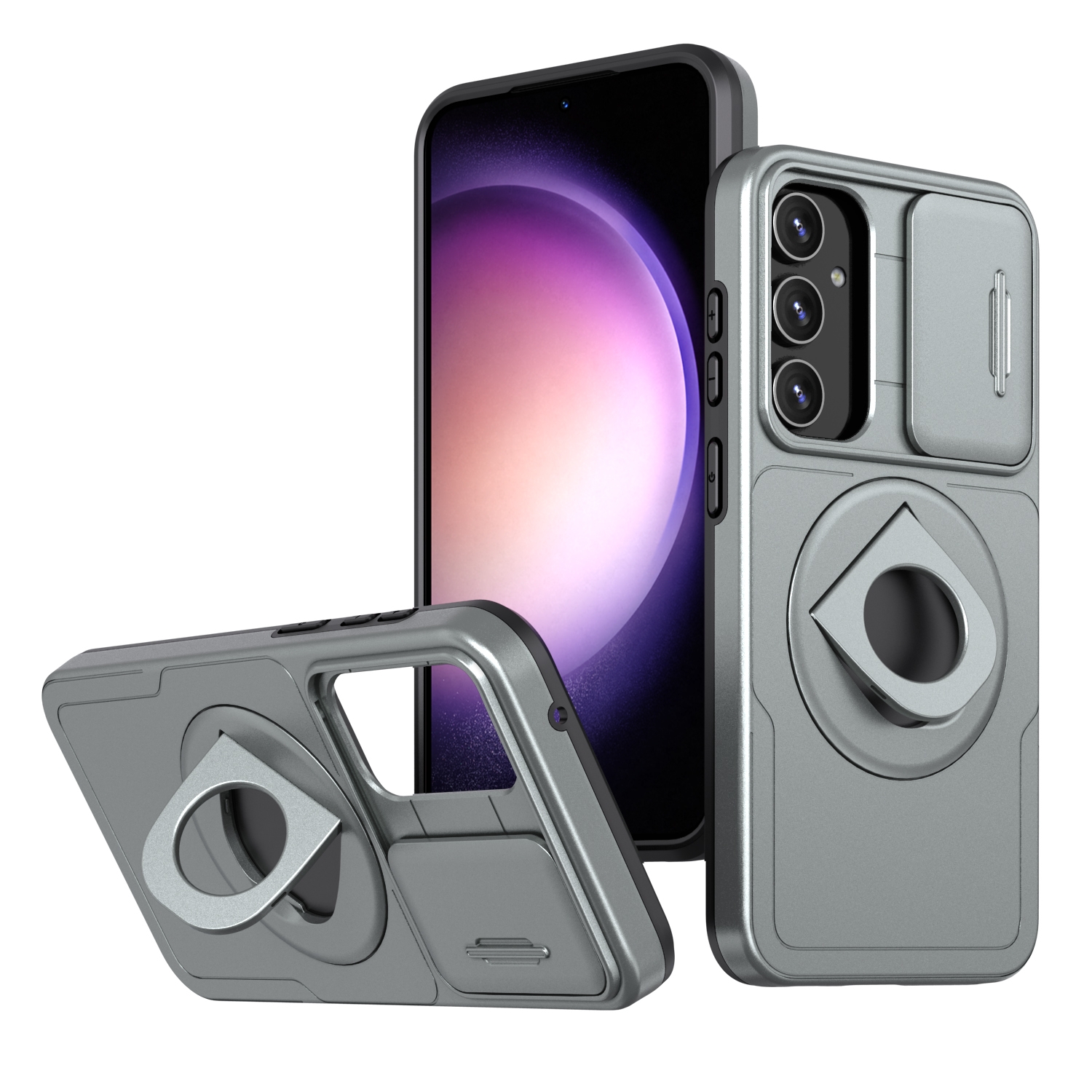 For Samsung Galaxy S23 FE 5G Camshield MagSafe Ring Holder Armor Phone Case(Titanium Grey) For Samsung Galaxy S23 FE 5G Camshield MagSafe Ring Holder Armor Phone Case(Titanium Grey)