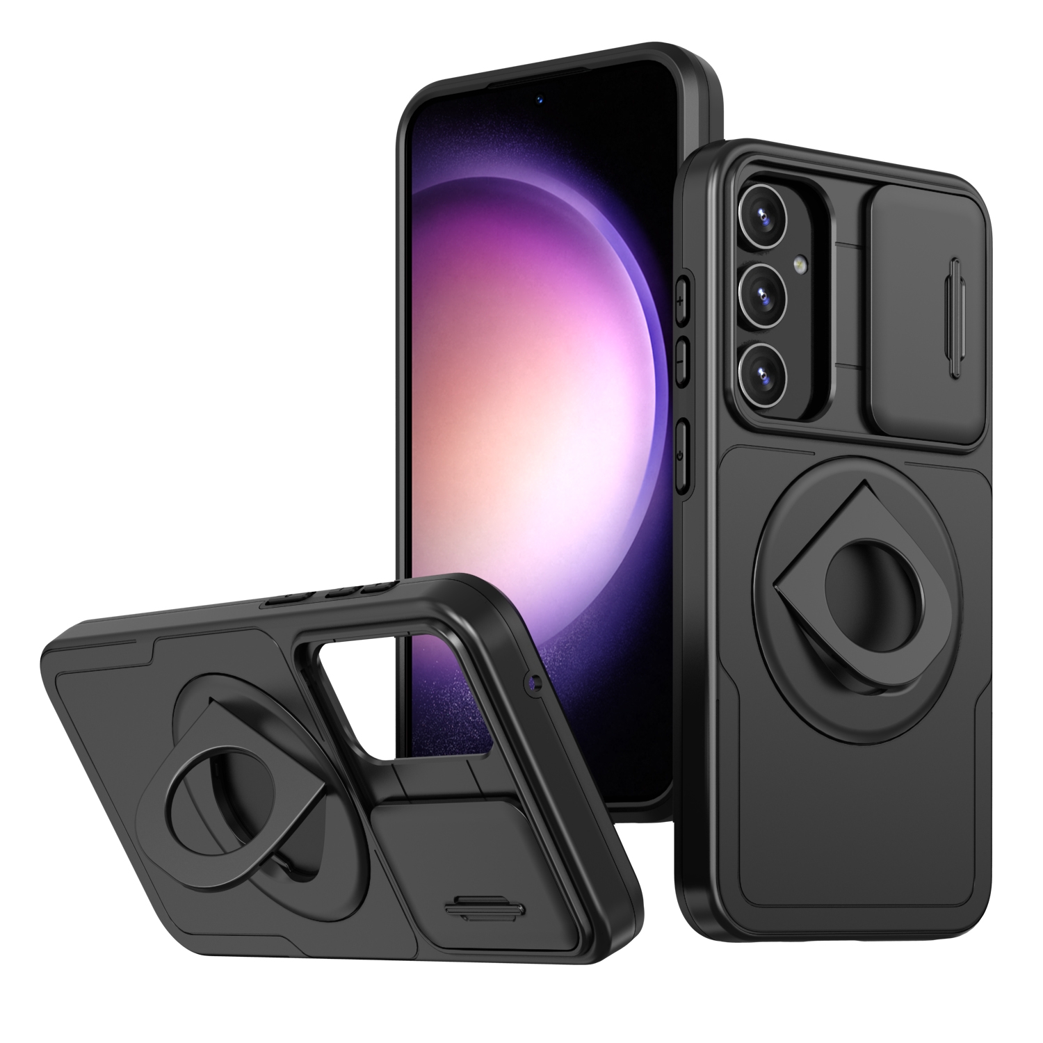 For Samsung Galaxy S23+ 5G Camshield MagSafe Ring Holder Armor Phone Case(Black) For Samsung Galaxy S23+ 5G Camshield MagSafe Ring Holder Armor Phone Case(Black)
