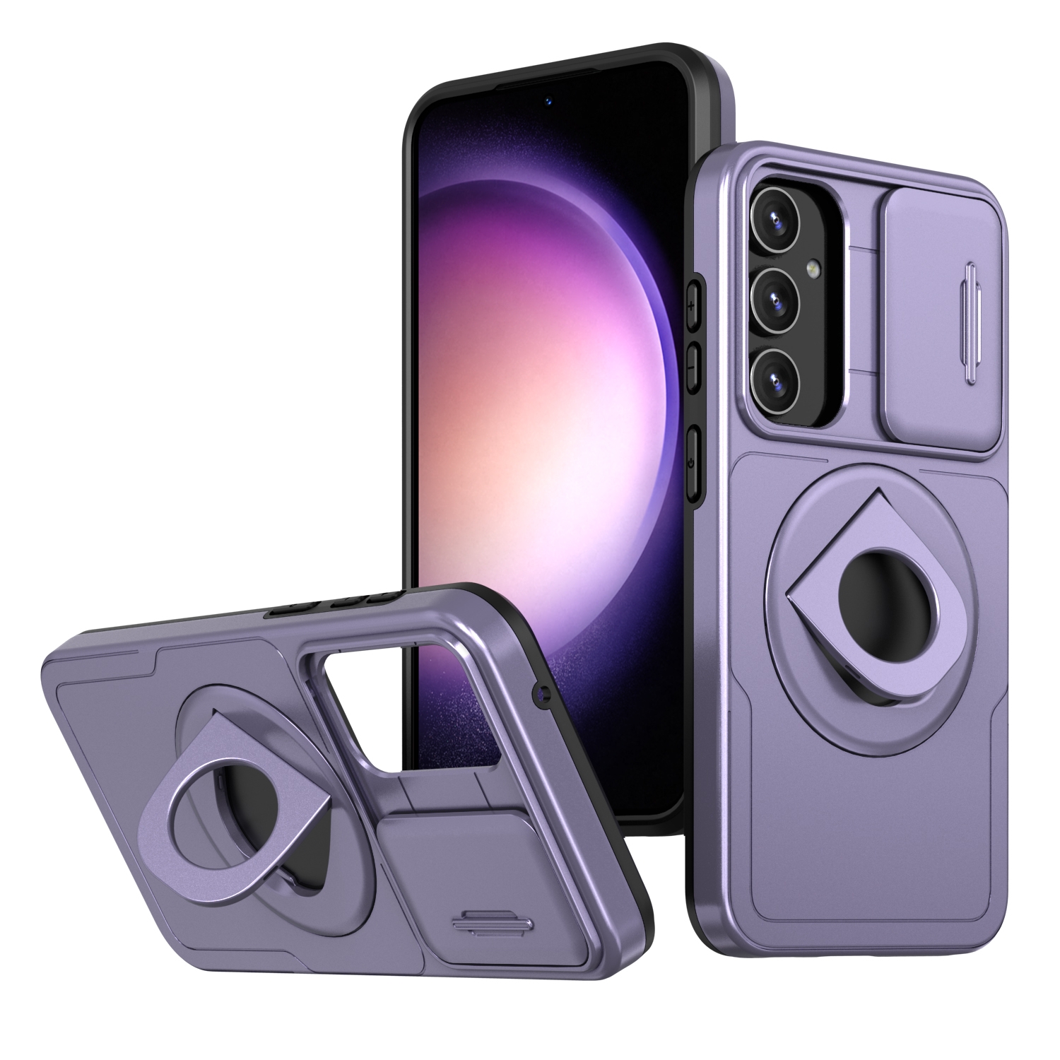 For Samsung Galaxy S22+ 5G Camshield MagSafe Ring Holder Armor Phone Case(Puple) For Samsung Galaxy S22+ 5G Camshield MagSafe Ring Holder Armor Phone Case(Puple)