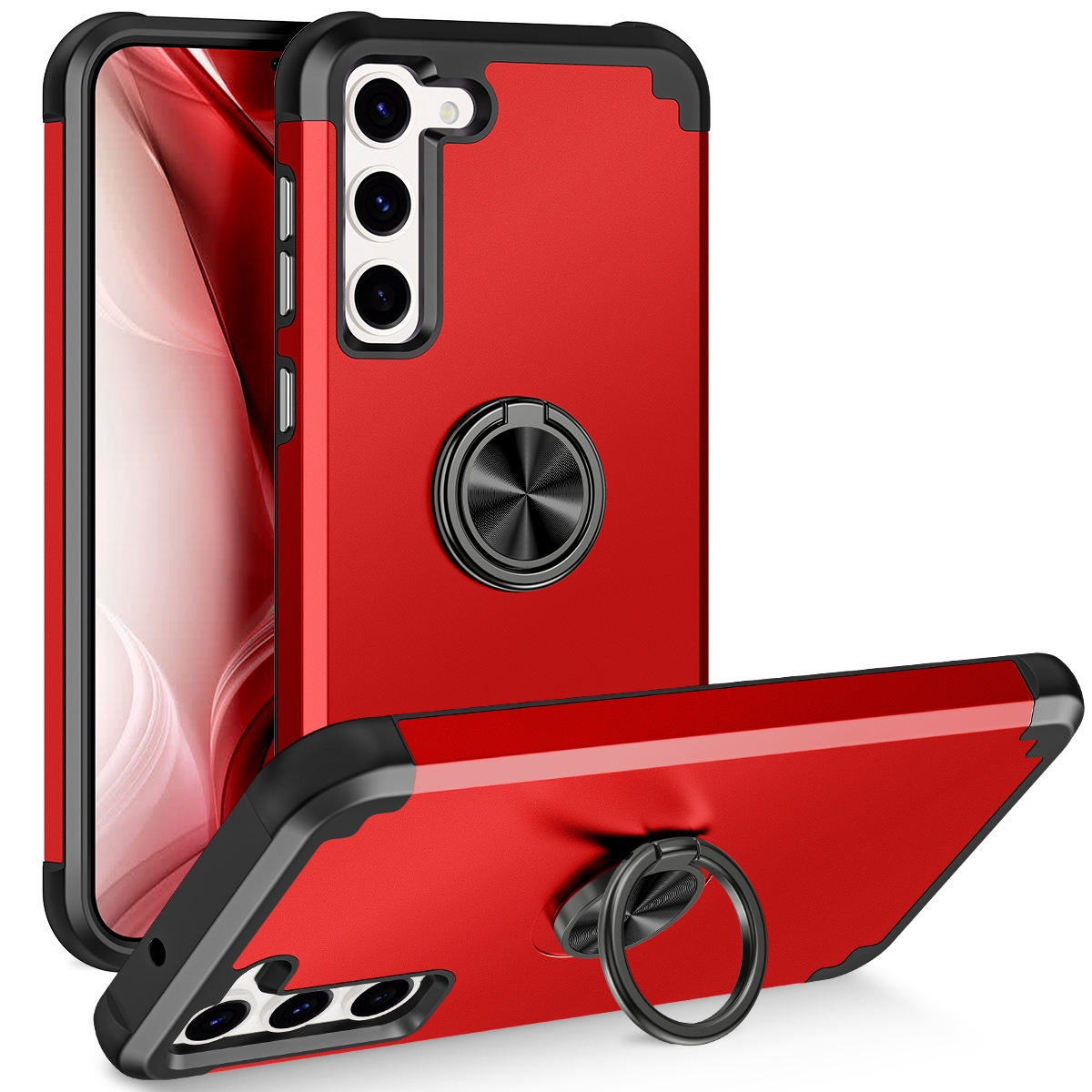 For Samsung Galaxy S23+ 5G L2 Rotating Ring Holder Magnetic Phone Case(Red) For Samsung Galaxy S23+ 5G L2 Rotating Ring Holder Magnetic Phone Case(Red)