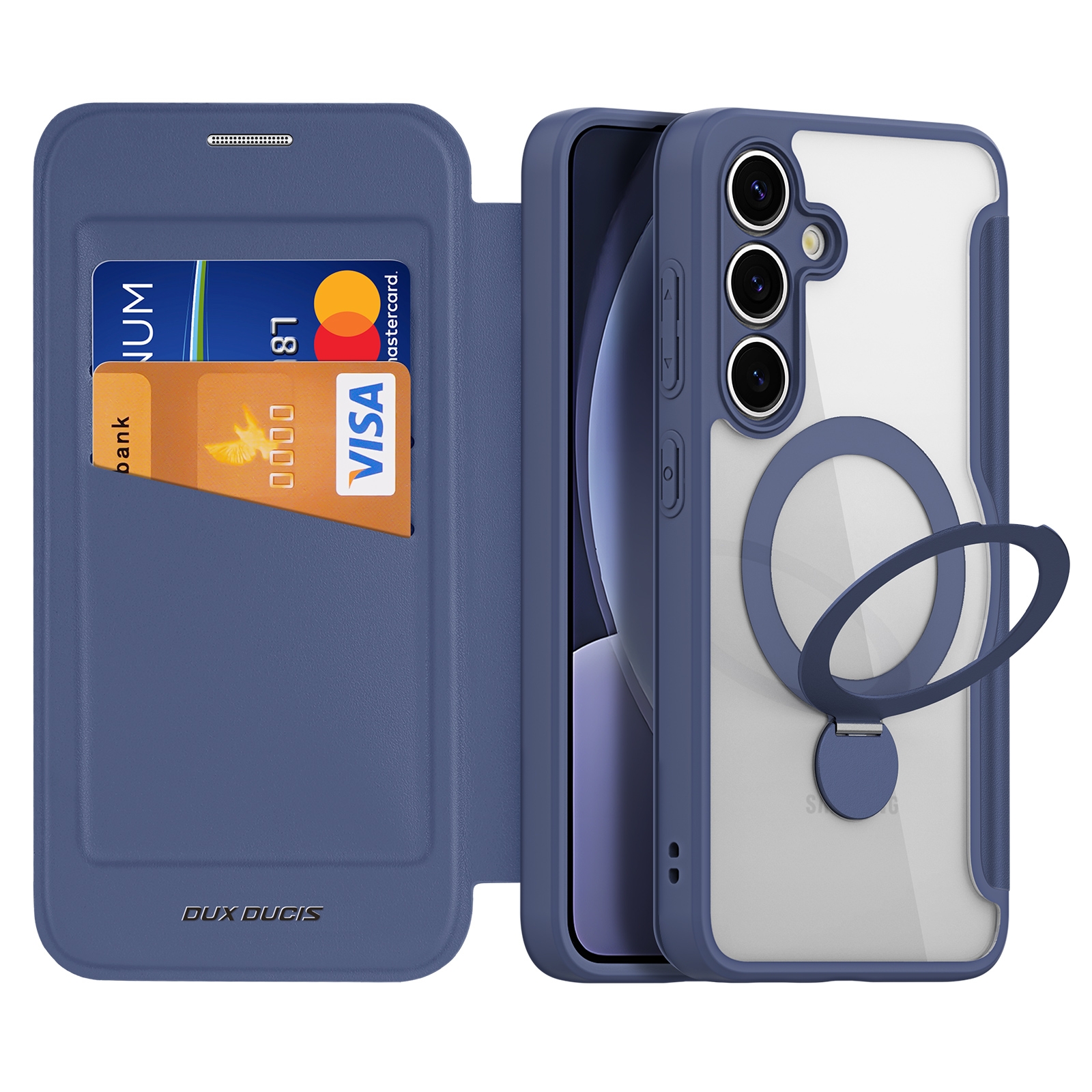For Samsung Galaxy S25+ 5G DUX DUCIS Skin X Pro Series Magsafe Ring Holder Leather Phone Case(Blue) For Samsung Galaxy S25+ 5G DUX DUCIS Skin X Pro Series Magsafe Ring Holder Leather Phone Case(Blue)