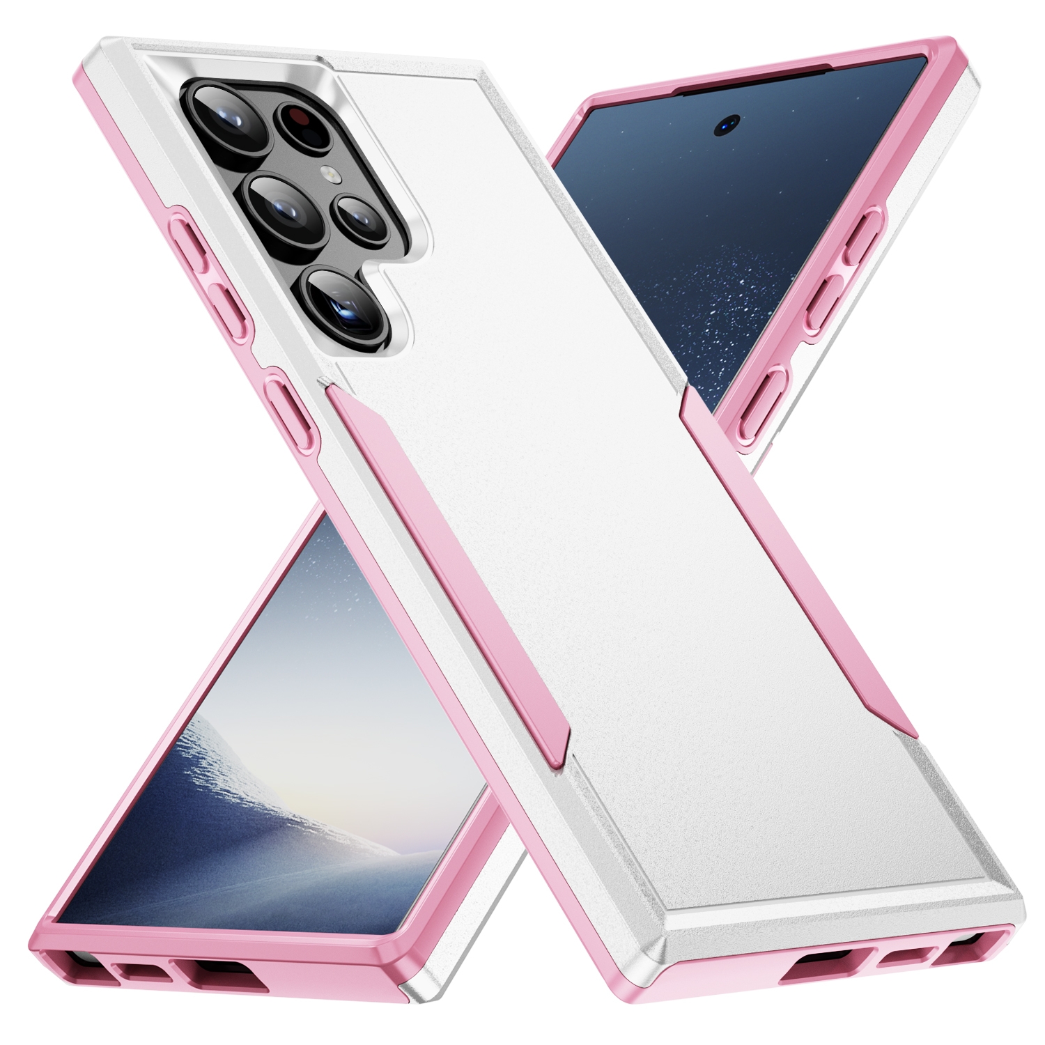 For Samsung Galaxy S24 Ultra 5G Pioneer Armor Heavy Duty PC + TPU Phone Case(White+Pink) For Samsung Galaxy S24 Ultra 5G Pioneer Armor Heavy Duty PC + TPU Phone Case(White+Pink)