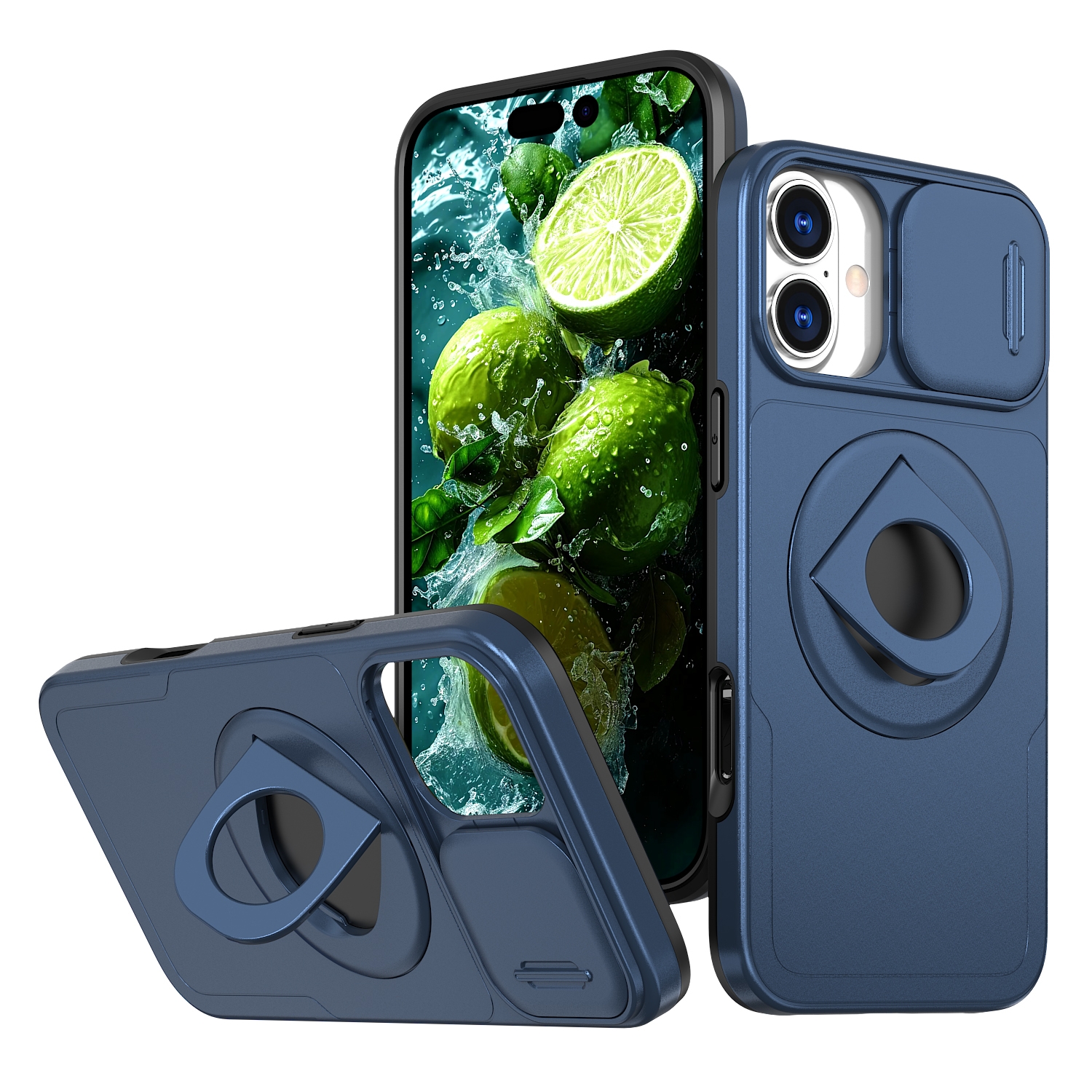 For iPhone 16 Camshield MagSafe Ring Holder Armor Phone Case(Blue) For iPhone 16 Camshield MagSafe Ring Holder Armor Phone Case(Blue)