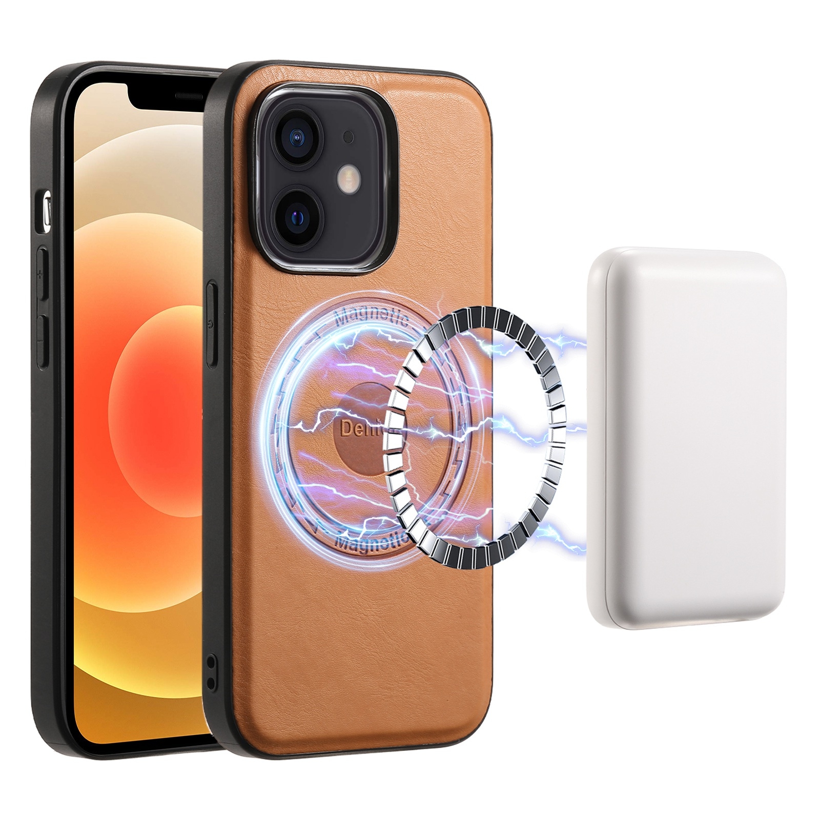 For iPhone 12/12 Pro Denior Cowhide Texture Leather MagSafe Phone Case(Khaki) For iPhone 12/12 Pro Denior Cowhide Texture Leather MagSafe Phone Case(Khaki)
