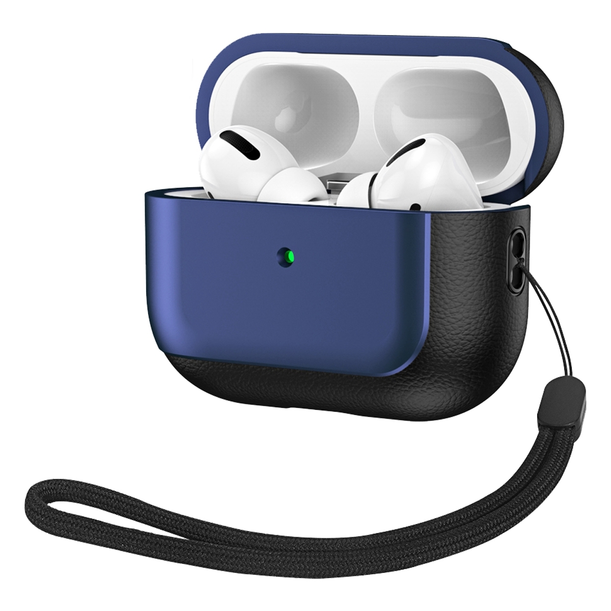 For AirPods Pro 2 Electroplated Leather Texture Wireless Earphones Protective Case(Navy Blue) For AirPods Pro 2 Electroplated Leather Texture Wireless Earphones Protective Case(Navy Blue)