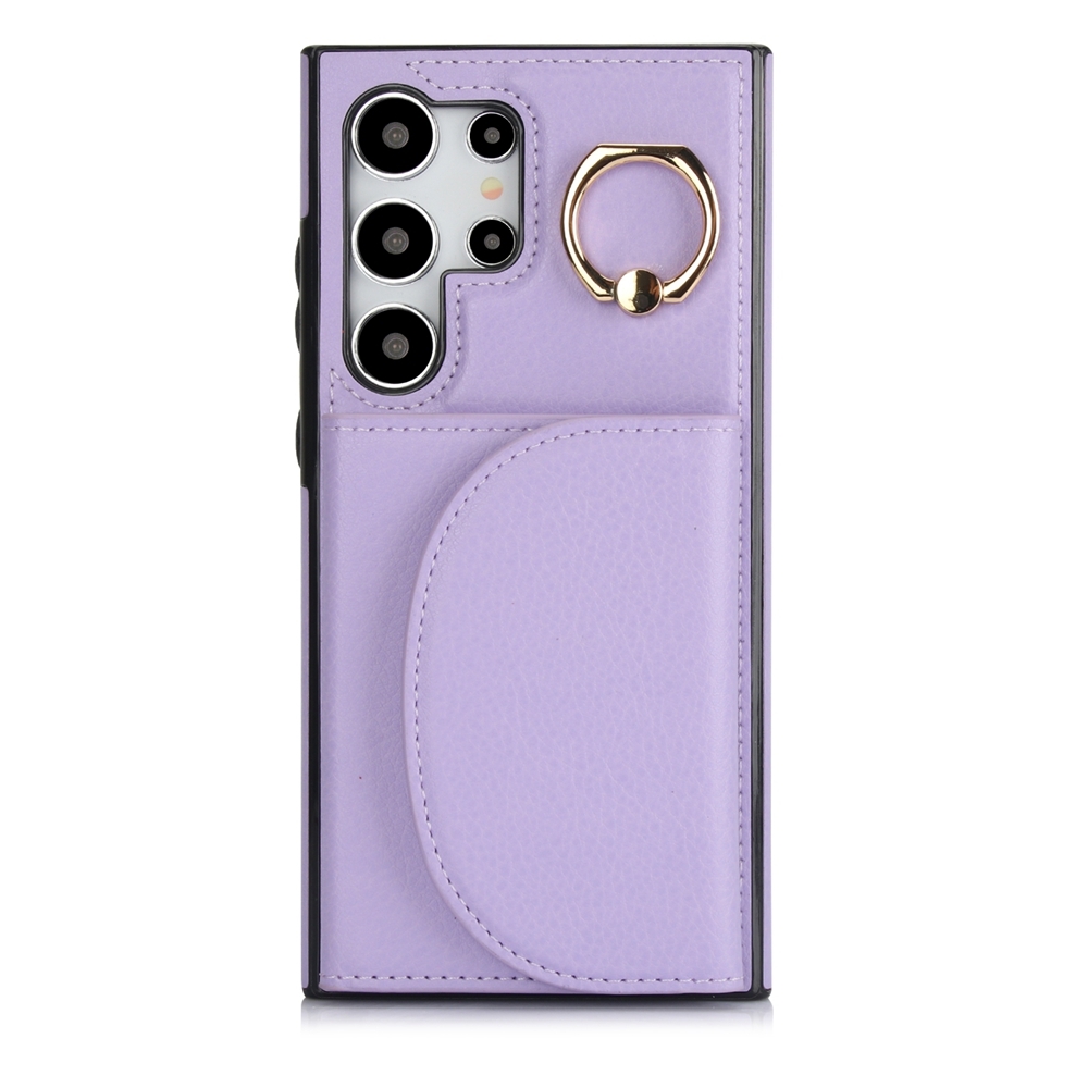 For Samsung Galaxy S24 Ultra 5G YM007 Ring Holder Card Bag Skin Feel Phone Case(Purple) For Samsung Galaxy S24 Ultra 5G YM007 Ring Holder Card Bag Skin Feel Phone Case(Purple)