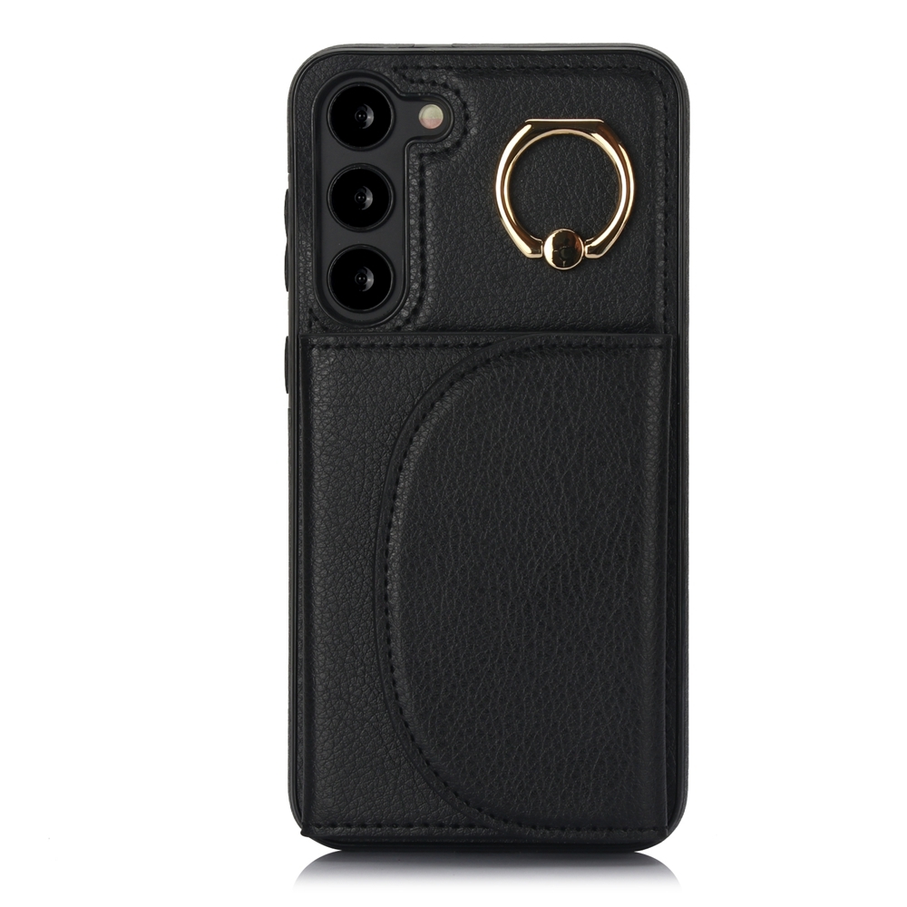 For Samsung Galaxy S23+ 5G YM007 Ring Holder Card Bag Skin Feel Phone Case(Black) For Samsung Galaxy S23+ 5G YM007 Ring Holder Card Bag Skin Feel Phone Case(Black)