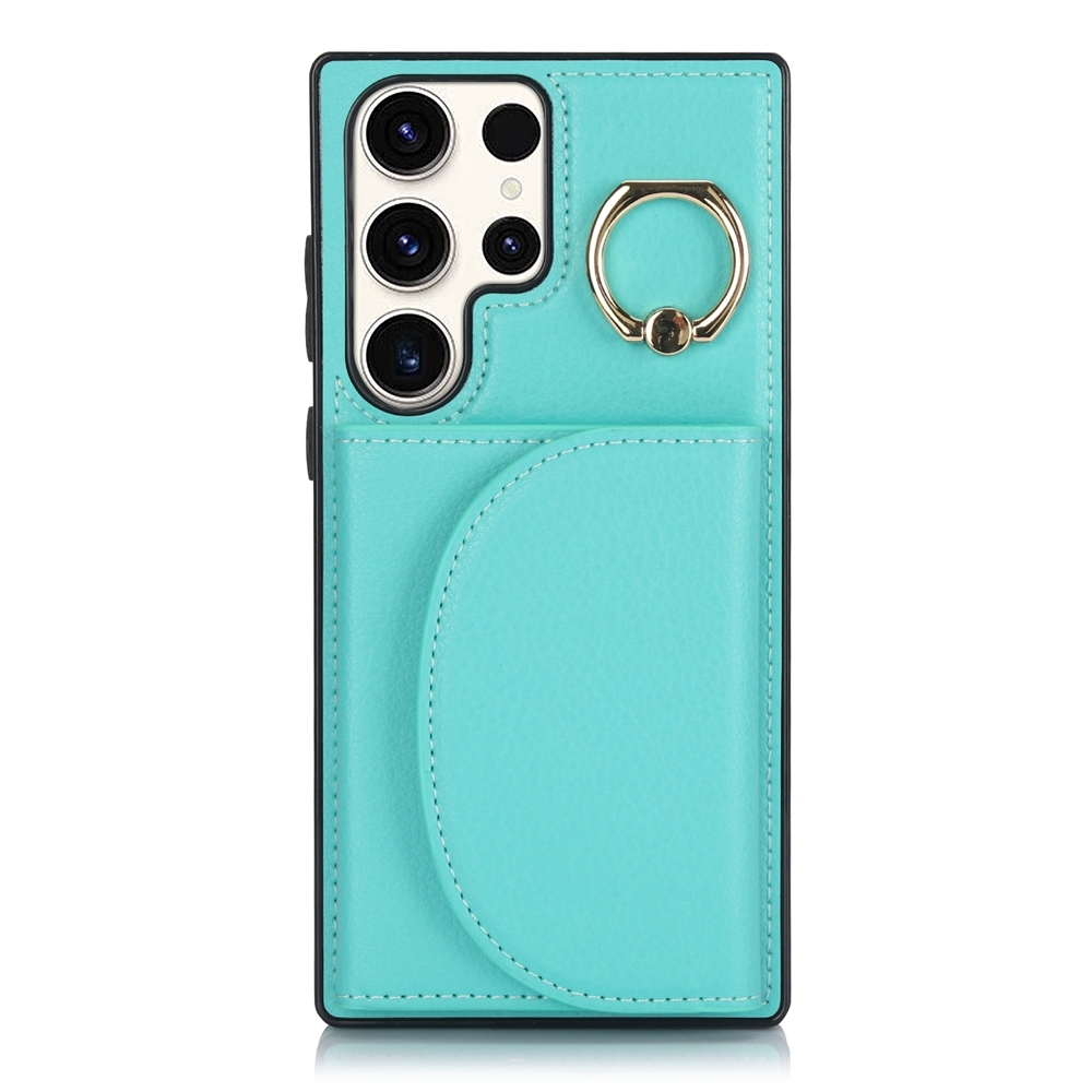 For Samsung Galaxy S23 Ultra 5G YM007 Ring Holder Card Bag Skin Feel Phone Case(Green) For Samsung Galaxy S23 Ultra 5G YM007 Ring Holder Card Bag Skin Feel Phone Case(Green)