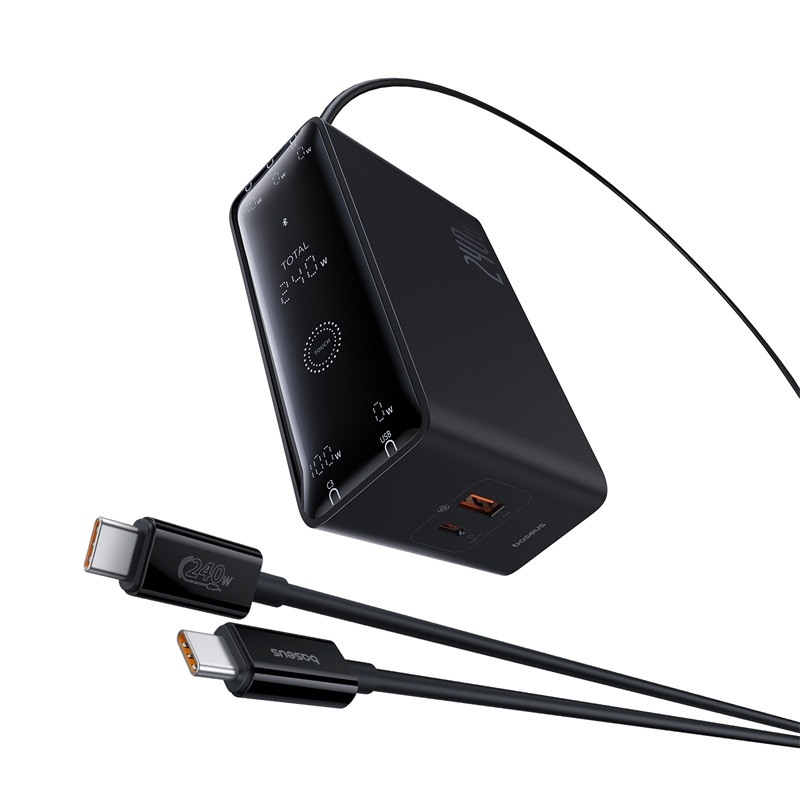 Baseus Digital 240W GaN Intelligent Desktop Fast Charger with 1m DC Charging Cable, US Plug(Black) Baseus Digital 240W GaN Intelligent Desktop Fast Charger with 1m DC Charging Cable, US Plug(Black)