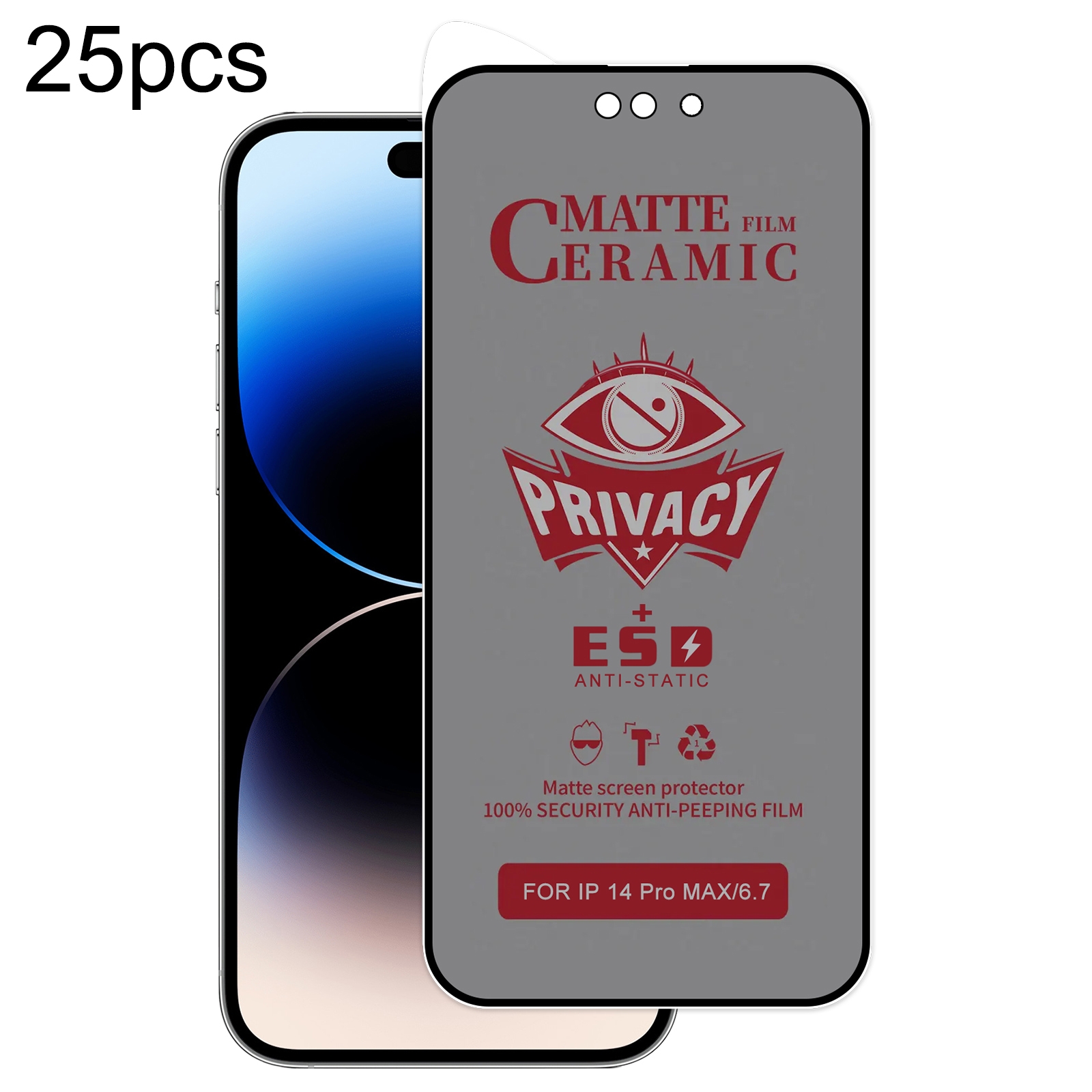 For iPhone 14 Pro Max 25pcs Full Coverage Frosted Privacy Ceramic Film For iPhone 14 Pro Max 25pcs Full Coverage Frosted Privacy Ceramic Film