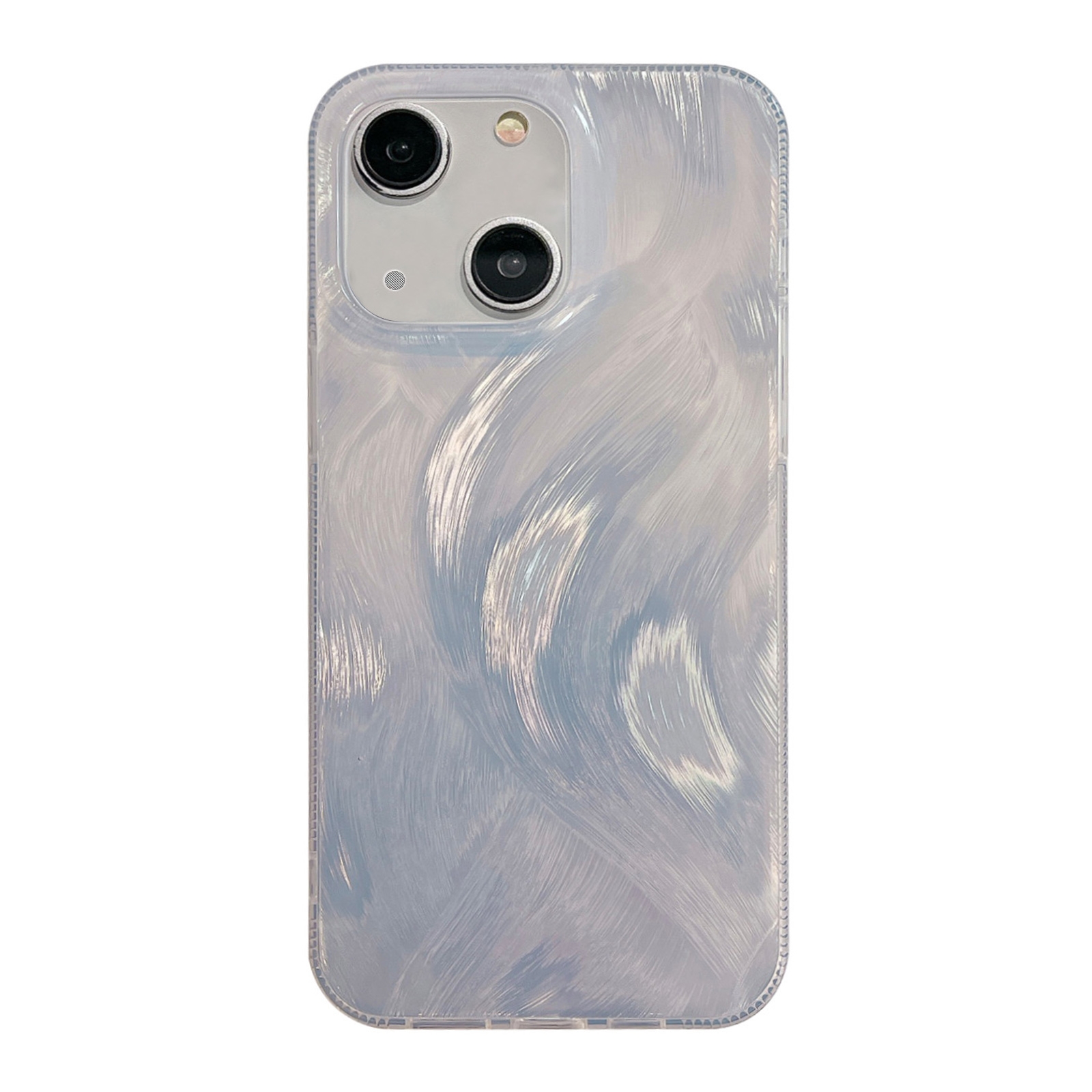 For iPhone 15 Plus Hot Silver Stamp Gradient Feather Acrylic Hybrid TPU Phone Case(Silver) For iPhone 15 Plus Hot Silver Stamp Gradient Feather Acrylic Hybrid TPU Phone Case(Silver)