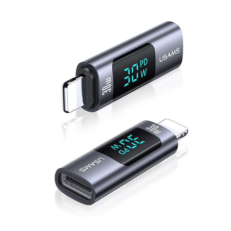 USAMS US-SJ681 AU18 PD30W USB-C / Type-C to 8 Pin Aluminum Alloy Digital Display Adapter(Tarnish) USAMS US-SJ681 AU18 PD30W USB-C / Type-C to 8 Pin Aluminum Alloy Digital Display Adapter(Tarnish)