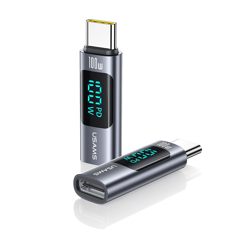 USAMS US-SJ682 AU18 PD100W USB-C / Type-C to USB-C / Type-C Aluminum Alloy Digital Display Adapter(Tarnish) USAMS US-SJ682 AU18 PD100W USB-C / Type-C to USB-C / Type-C Aluminum Alloy Digital Display Adapter(Tarnish)