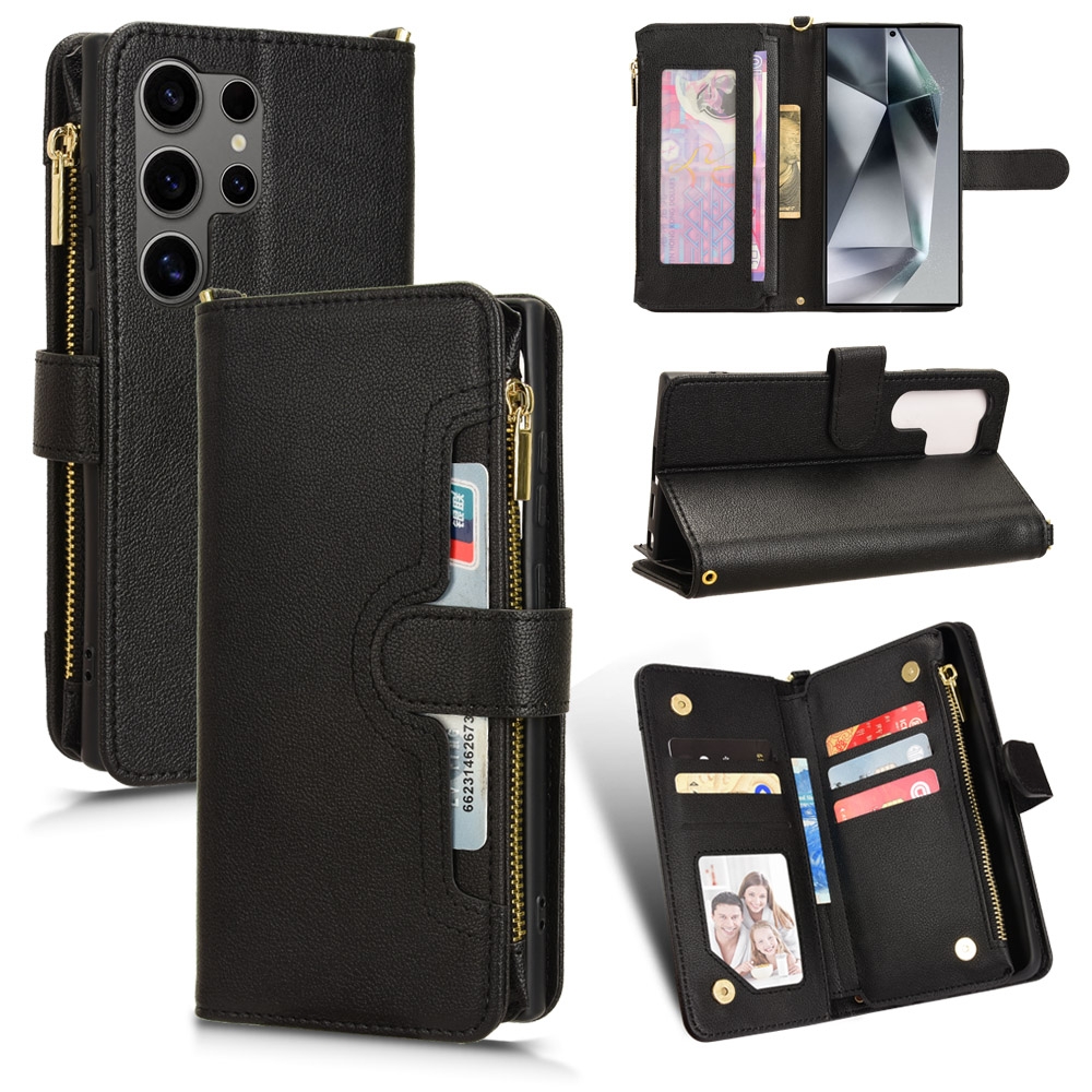 For Samsung Galaxy S24 Ultra 5G Litchi Texture Zipper Leather Phone Case(Black) For Samsung Galaxy S24 Ultra 5G Litchi Texture Zipper Leather Phone Case(Black)